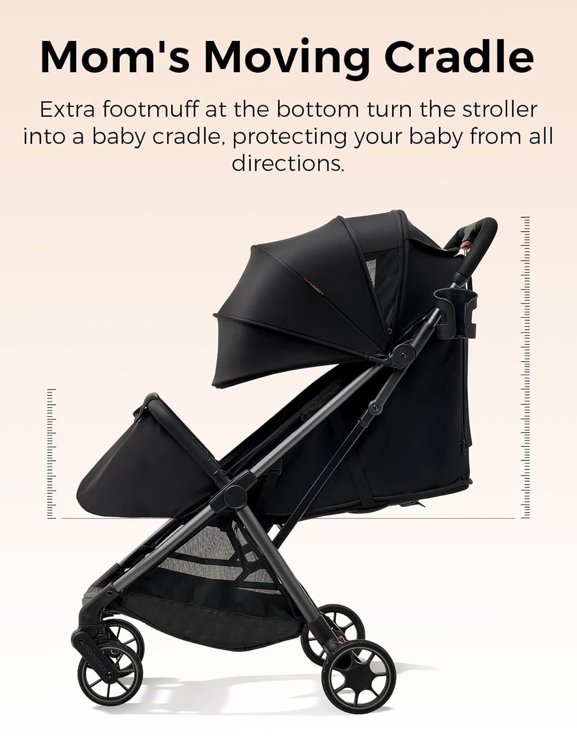 Momcozy ClickGo Lightweight Travel Stroller for Airplane, One-Click Fold | Large Extendable UPF 50+ Canopy, Suitable from Birth through Toddler Years