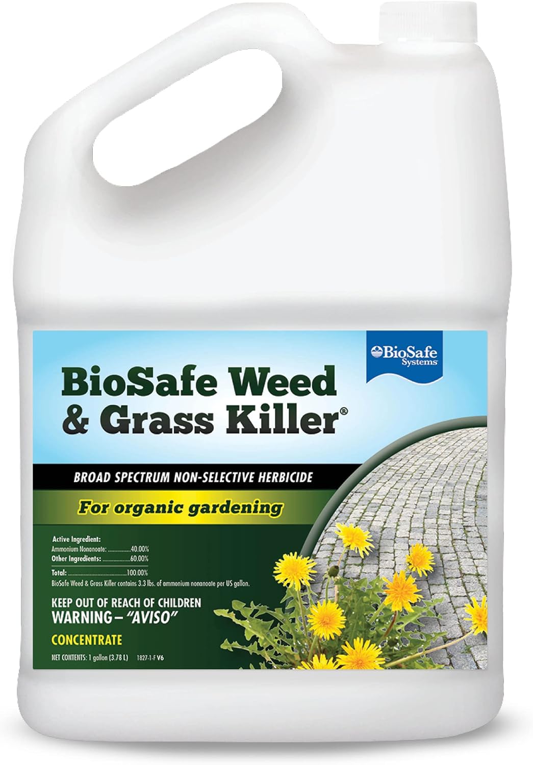 BioSafe Systems 7601-1 Weed and Grass Killer, (Case – 2), 1 Gallon, Non-Selective Herbicide, Concentrate