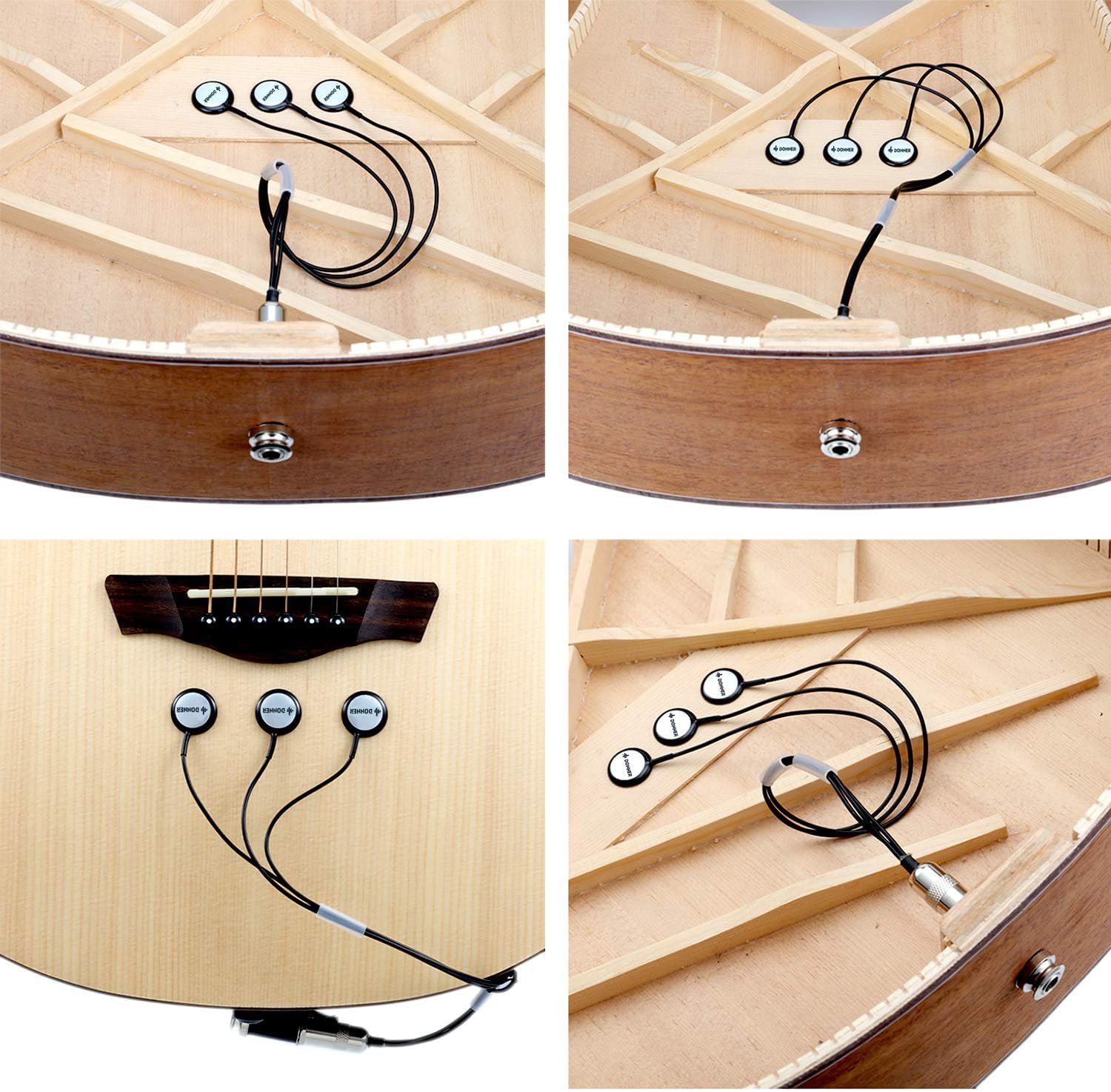 Donner Acoustic Guitar Pickup, Guitar Pickups Passive Mahogany Soundhole Pickup with Humbucker Volume Tone Control
