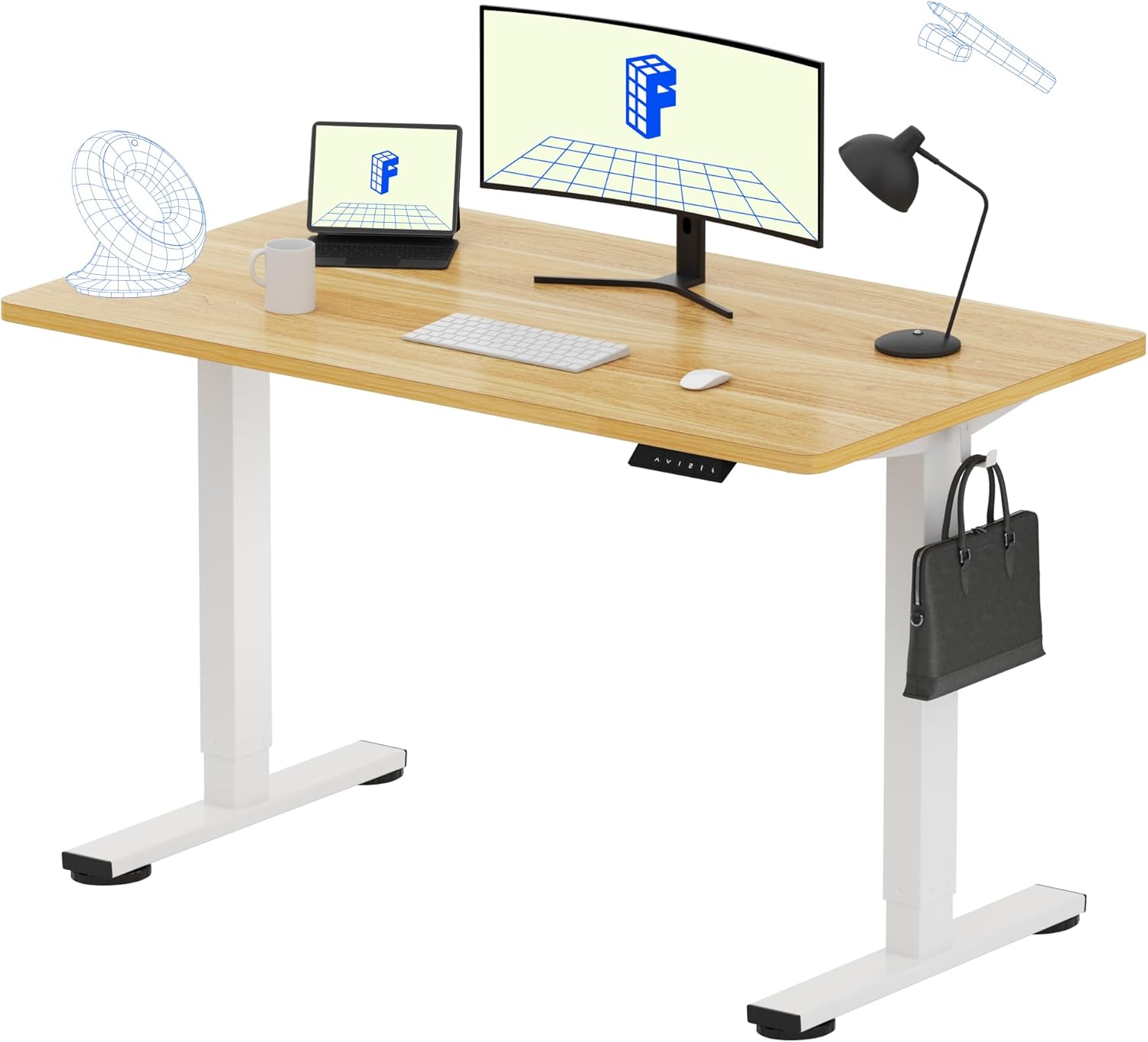 FLEXISPOT EN1 One-Piece Standing Desk, Electric Adjustable with 4 Memory Presets, 176 LBS Capacity, Stable & Quiet