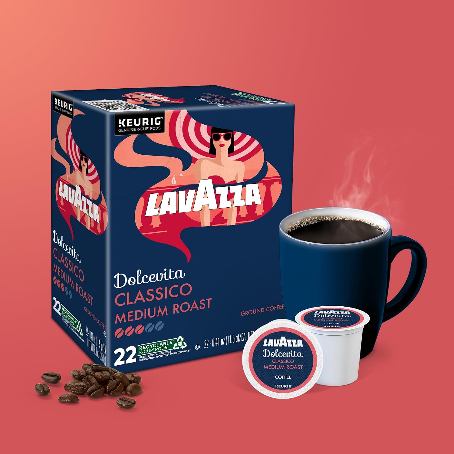 Lavazza Espresso, Single-Serve Keurig K-Cup Pods, Medium Roast Coffee, 32-Count Box