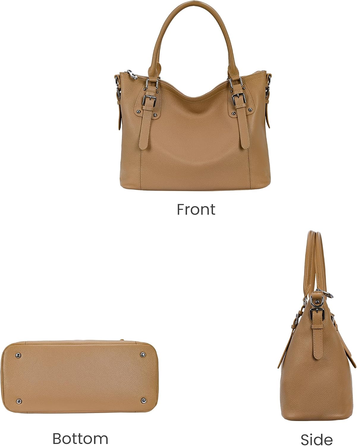 HESHE Leather Purses and Handbag for Women Shoulder Bag Tote Top Handle Bag | Genuine Designer Large Capcity Hobo Crossbody Satchel Travel Work Ladies Zippered Ladies Daily Bag Adjustable Long Strap