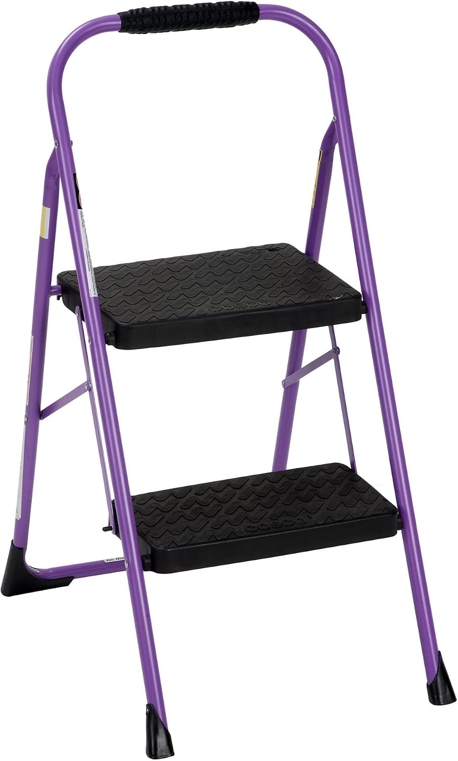 Cosco 11408PBL1E Three Step Big Step Folding Step Stool with Rubber Hand Grip, Grey