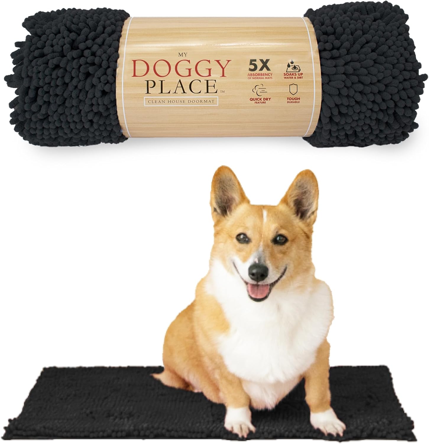Dog Mud Mat, 31" x 20" Sage – Thick Microfiber Entry Rug for Snow, Mud & Salt – Absorbent, Quick-Dry, Washer-Safe & Non-Slip, Medium
