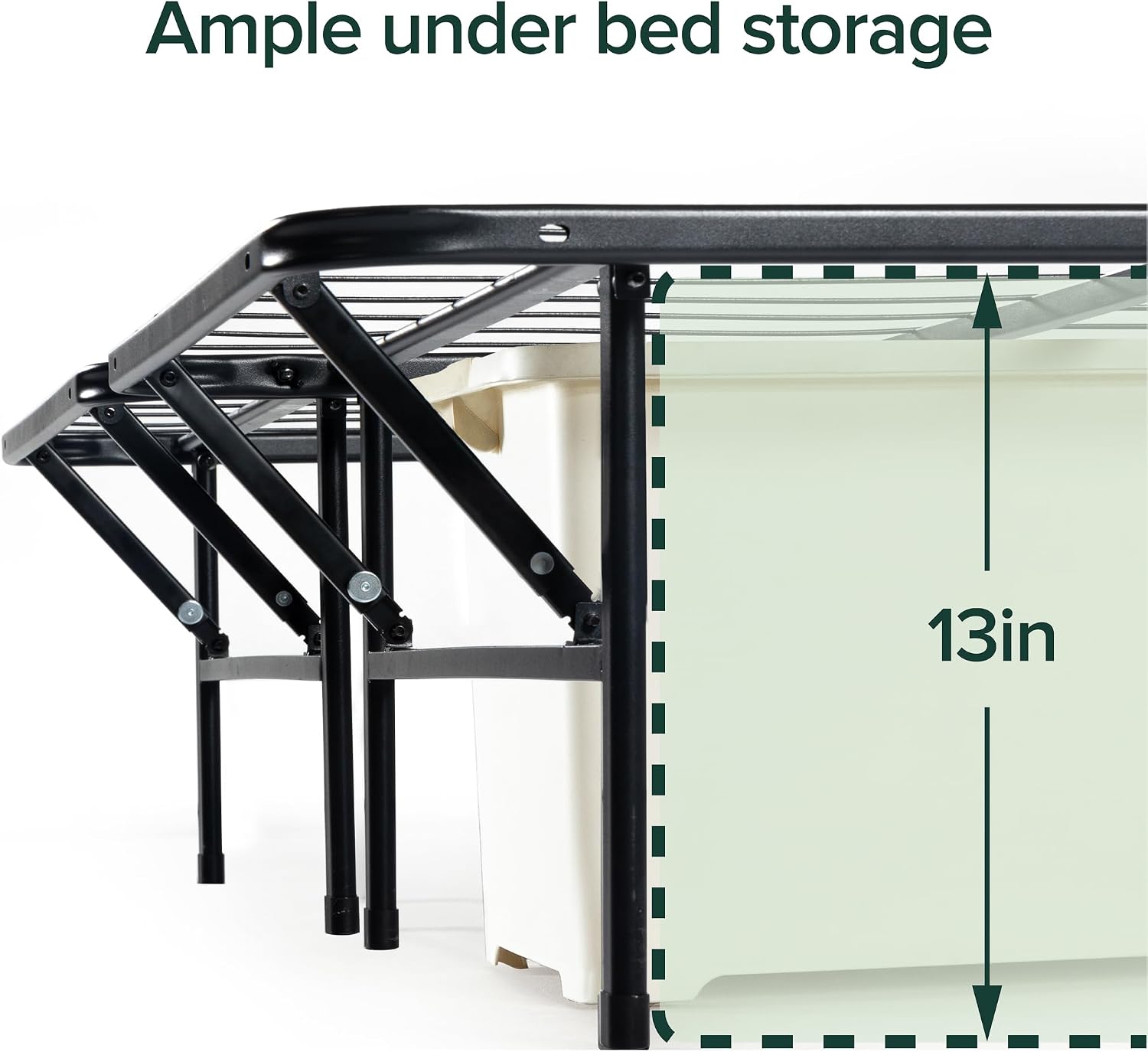Zinus SmartBase Tool-Free Assembly Mattress Foundation, 14 Inch Metal Platform Bed Frame, No Box Spring Needed, Sturdy Steel Frame, Underbed Storage, Black, Queen