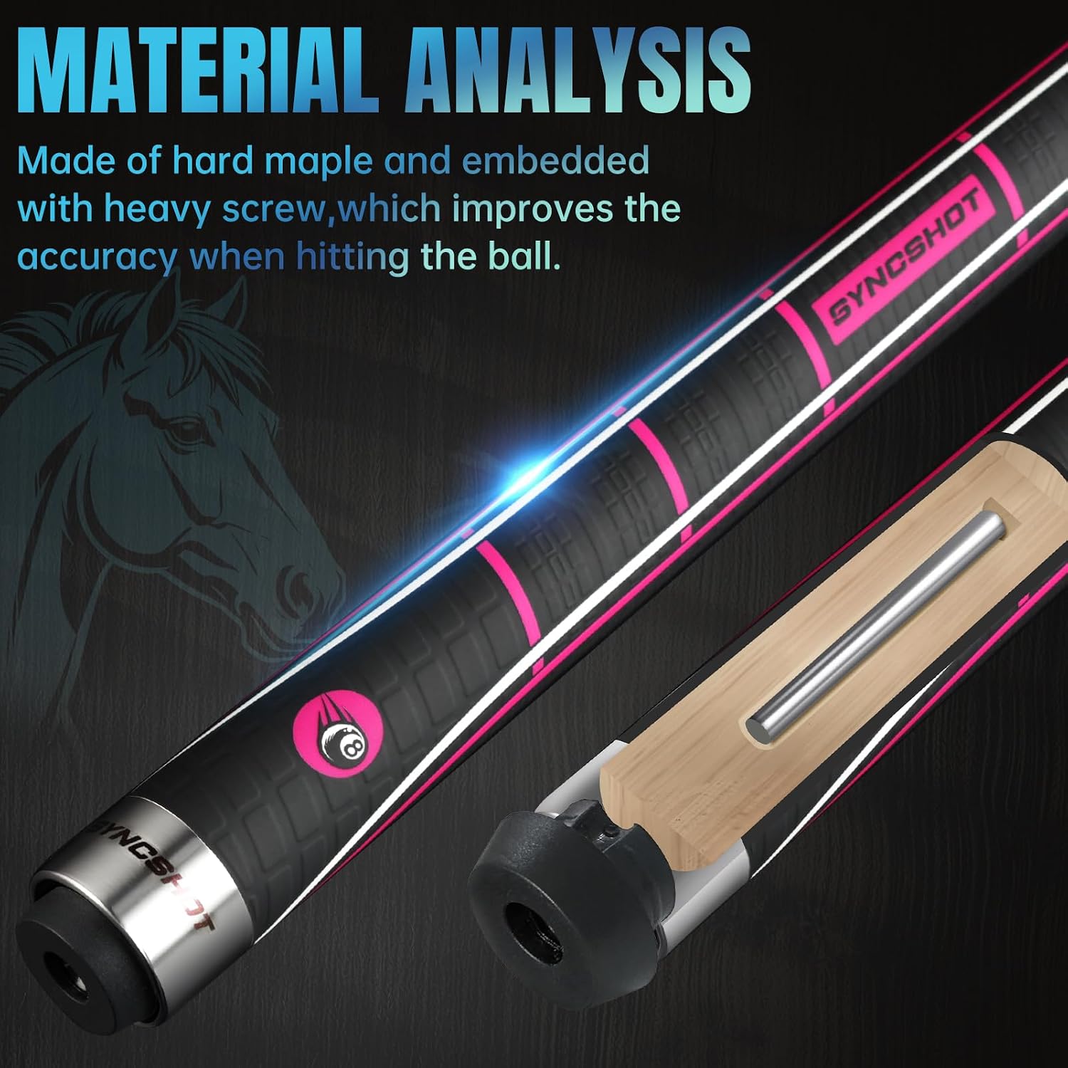 Carbon Fiber Pool Cue Stick 58" Professional Pool Sticks for Adults Full Carbon Technology Tacos De Billiar Low Deflection Billiard Pool Table Cues 3 Colors Available