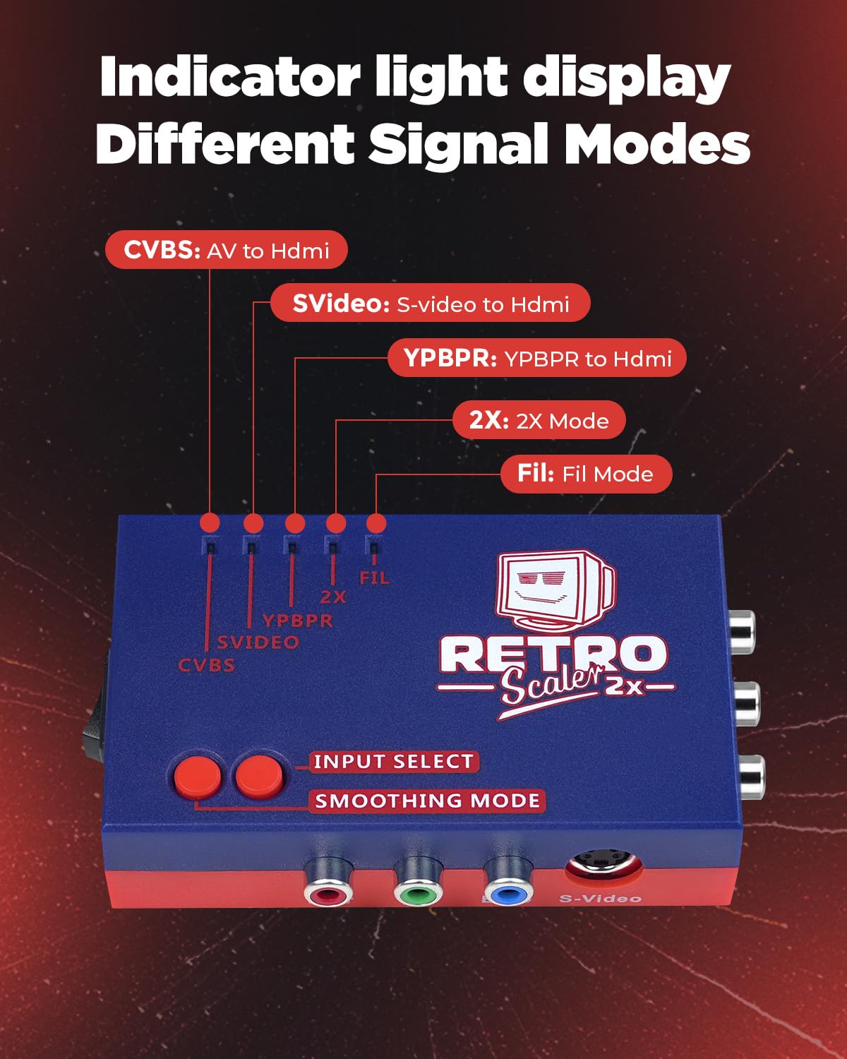 AV/S-Video/YPBPR to HDMI Converter, RetroScaler 2X Line Doubler with No Lags | Upscaler for Retro Games