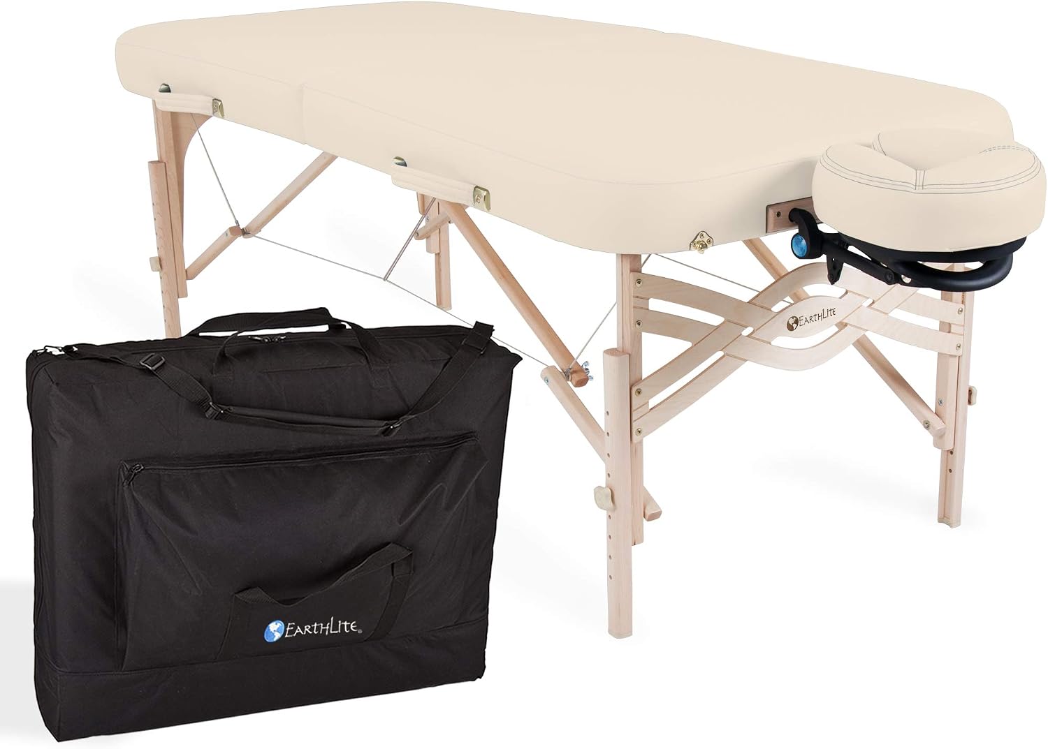 EARTHLITE Premium Portable Massage Table Package SPIRIT - Spa-Level Comfort, Deluxe Cushioning incl. Flex-Rest Face Cradle & Strata Face Pillow, Carry Case (30/32” x 73”) - Made in USA