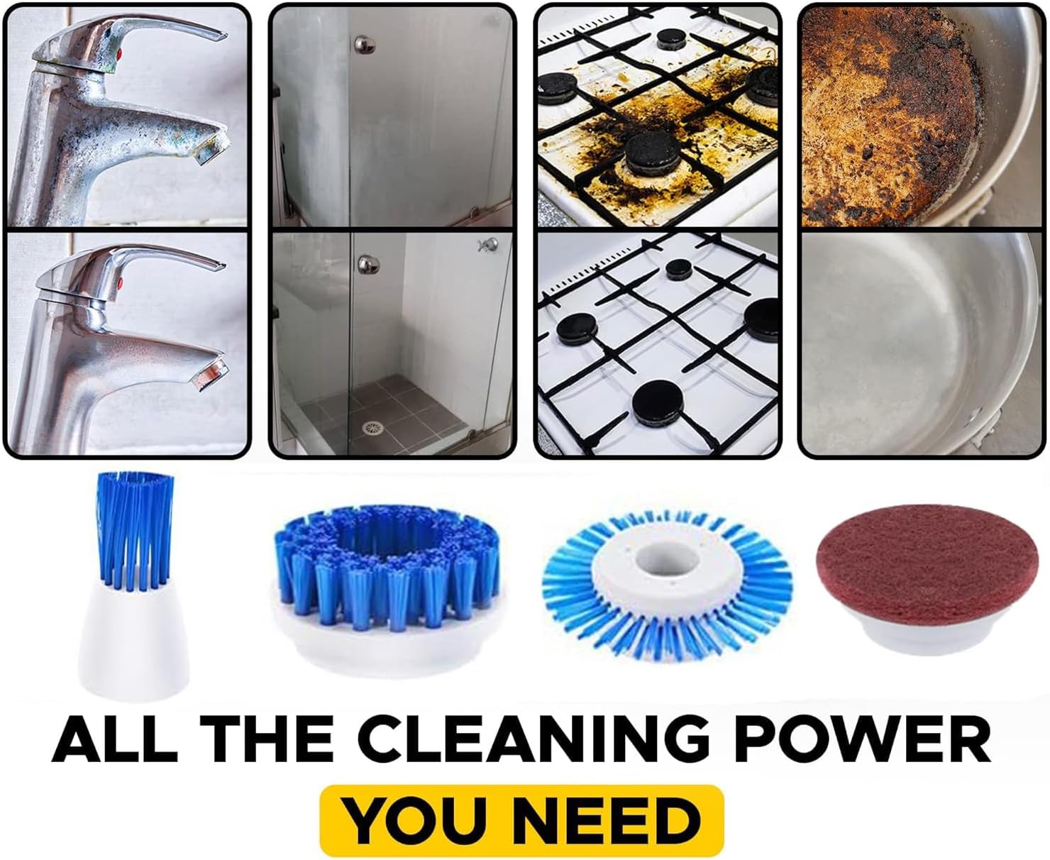 Cordless Electric Spin Scrubber with 6 Brush Heads & 2 Rechargeable Batteries, Power Scrubber for Shower Tile Grout Tub Bathroom Cleaning