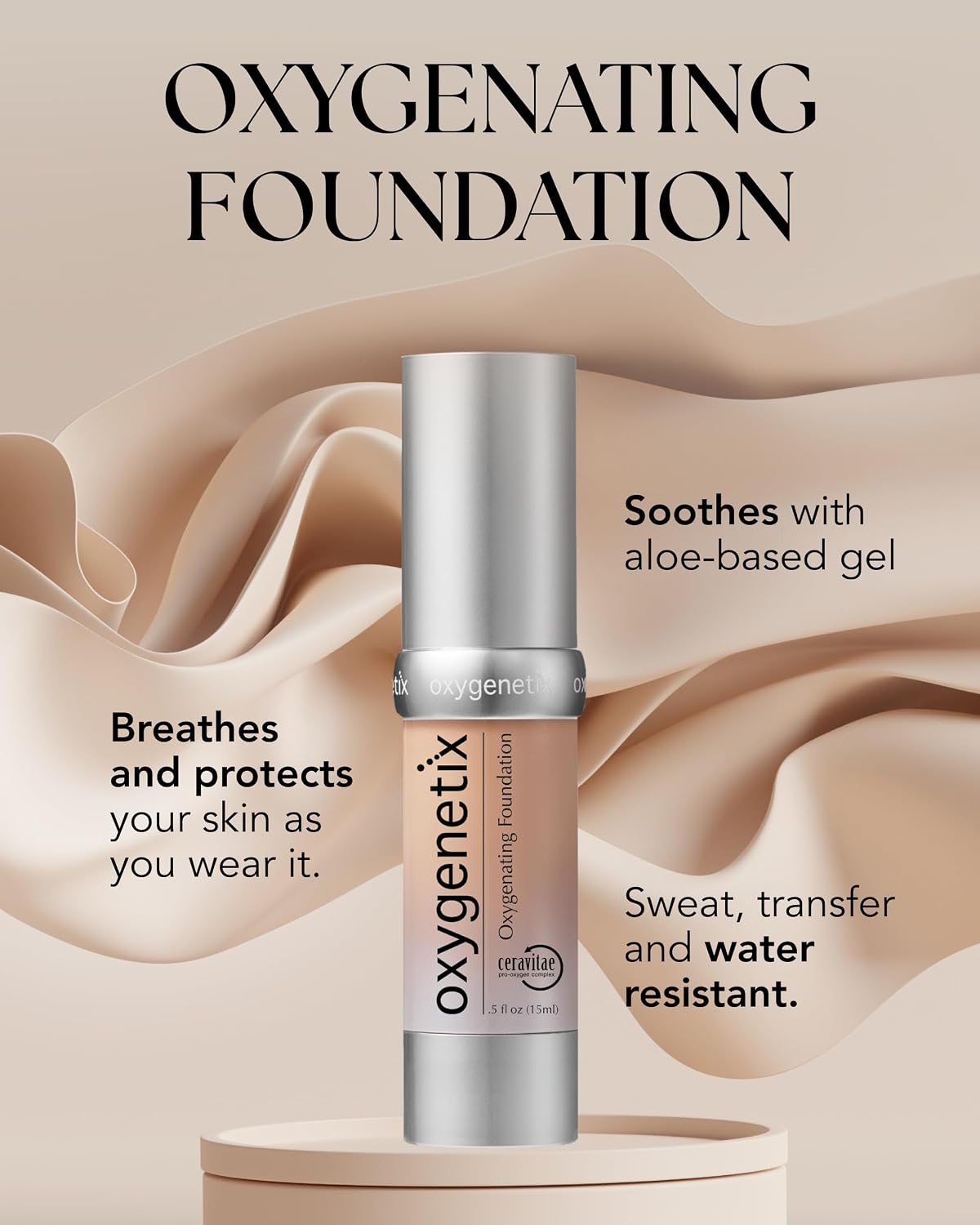 Oxygenetix Oxygenating Foundation – Pearl | Breathable Makeup, Buildable Coverage with Weightless Feel, Longwear Foundation, Safe for Sensitive or Laser-Treated Skin