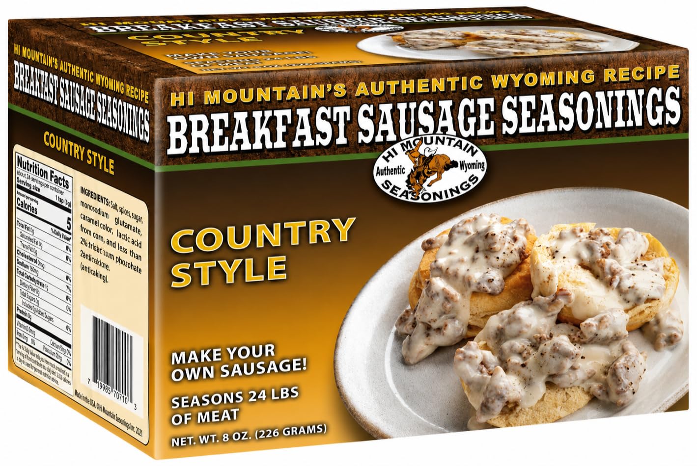 Hi Mountain Breakfast Sausage Seasoning | ORIGINAL MOUNTAIN MAN | 24 lbs | Hearty Old West mix for homemade pork, venison, deer, elk & wild game sausage patties or breakfast sausage links
