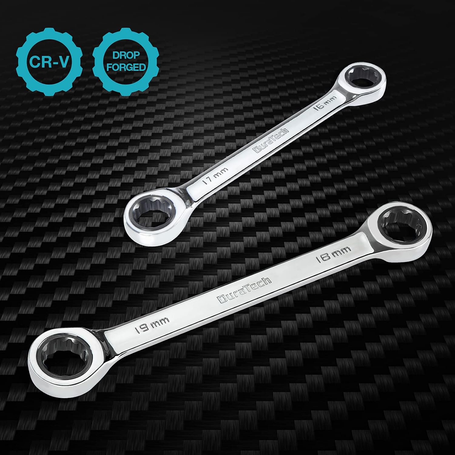 DURATECH Double Box End Ratcheting Wrench Set, SAE, 5-Piece, 5/16" to 7/8"