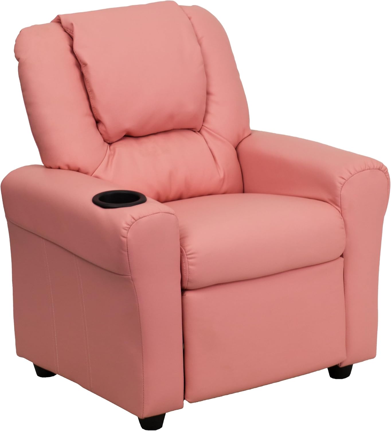 Flash Furniture Vana LeatherSoft Kids Recliner with Cup Holder, Headrest, and Safety Recline, Contemporary Reclining Chair for Kids, Supports up to 90 lbs., Brown | Manual Recline, Padded Seat and Back, Child-Friendly Design, Safety Recline Feature