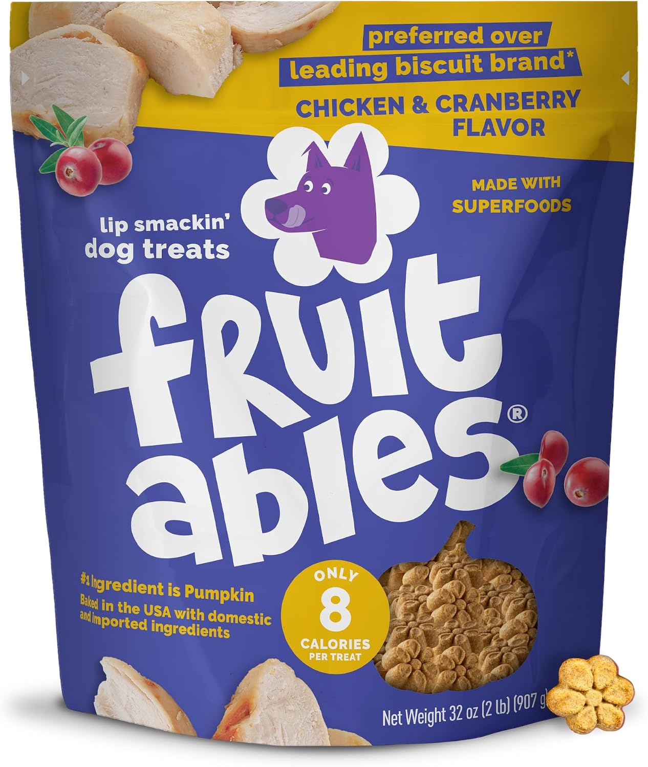 Fruitables Baked Dog Treats, Low Calorie Treats, Pumpkin & Banana, 7oz | Healthy Dog Treats, Training Treats, Crunchy Dog Biscuits, Limited Ingredient Recipe, Healthy Puppy Snacks, Made in USA