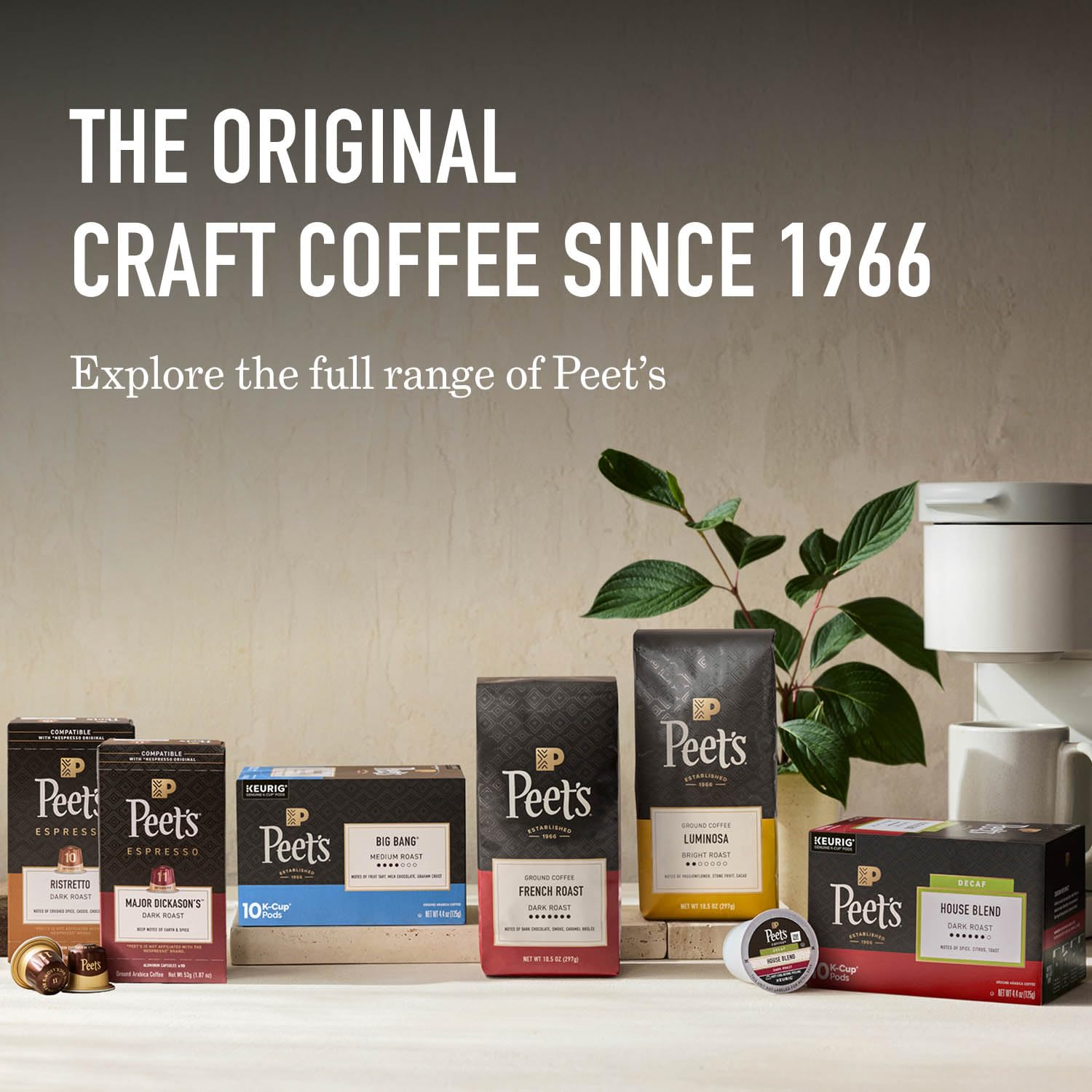 Peet's Coffee, Medium Roast Keurig K-Cup Pods, 100% Arabica Coffee - Big Bang 60 Count (6 Boxes of 10 K-Cup Pods)