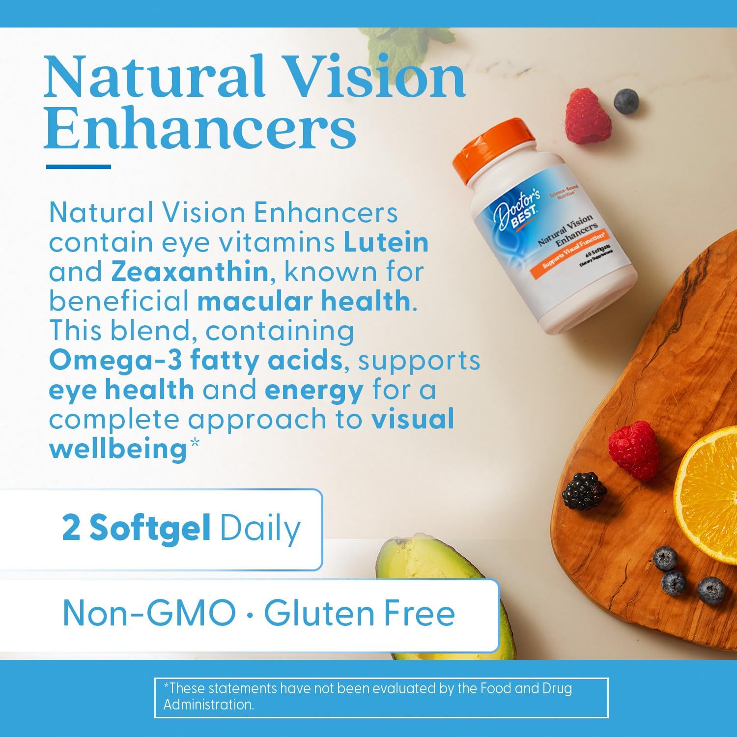 Doctor's Best Natural Vision Enhancers for Men & Women - Lutein and Zeaxanthin Supplement with Fish Oil, Eye Health Support Supplement for Adults