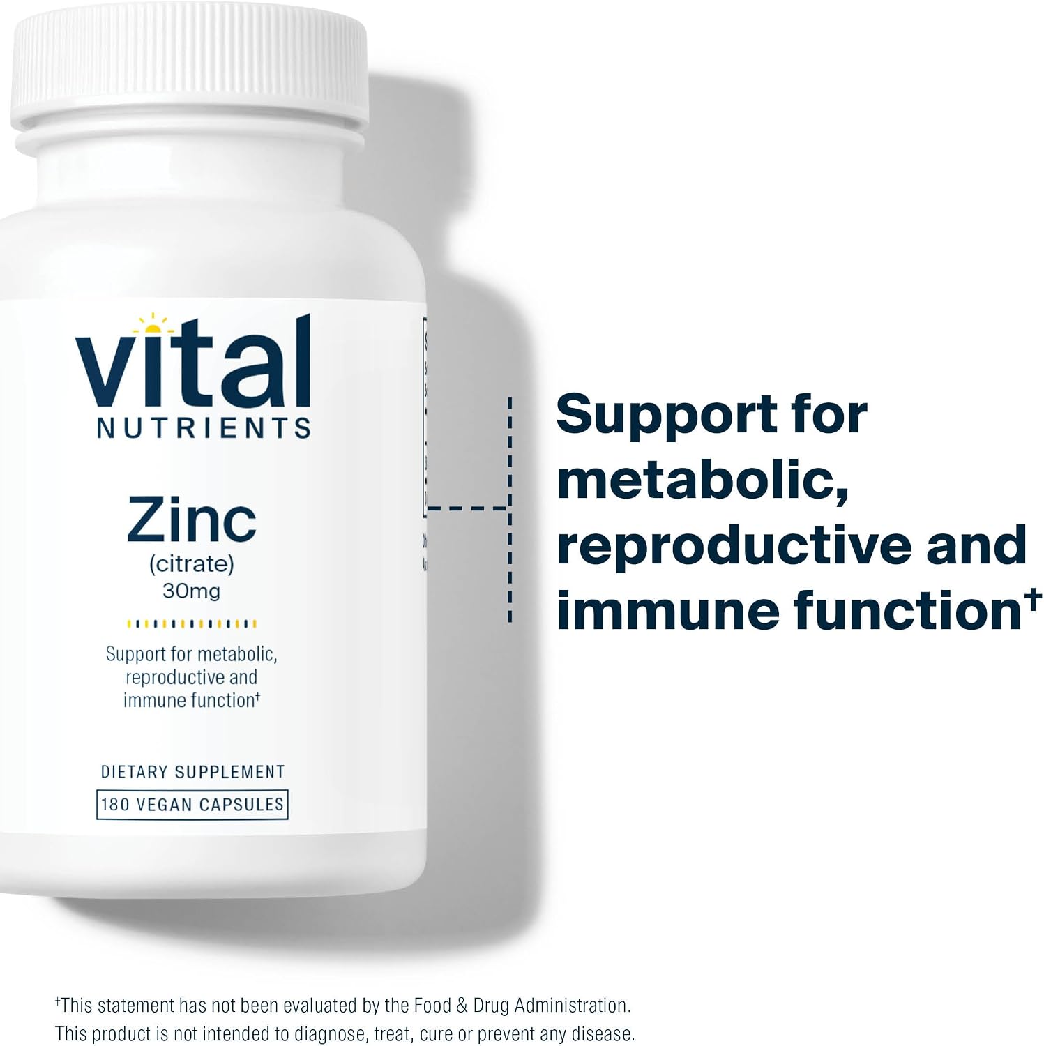 Vital Nutrients Zinc Citrate 30mg - Easily Absorbed Immune Support Supplement - Vegan Zinc Supplement - Gluten, Dairy, Soy Free - Non-GMO - 30mg - 90 Capsules