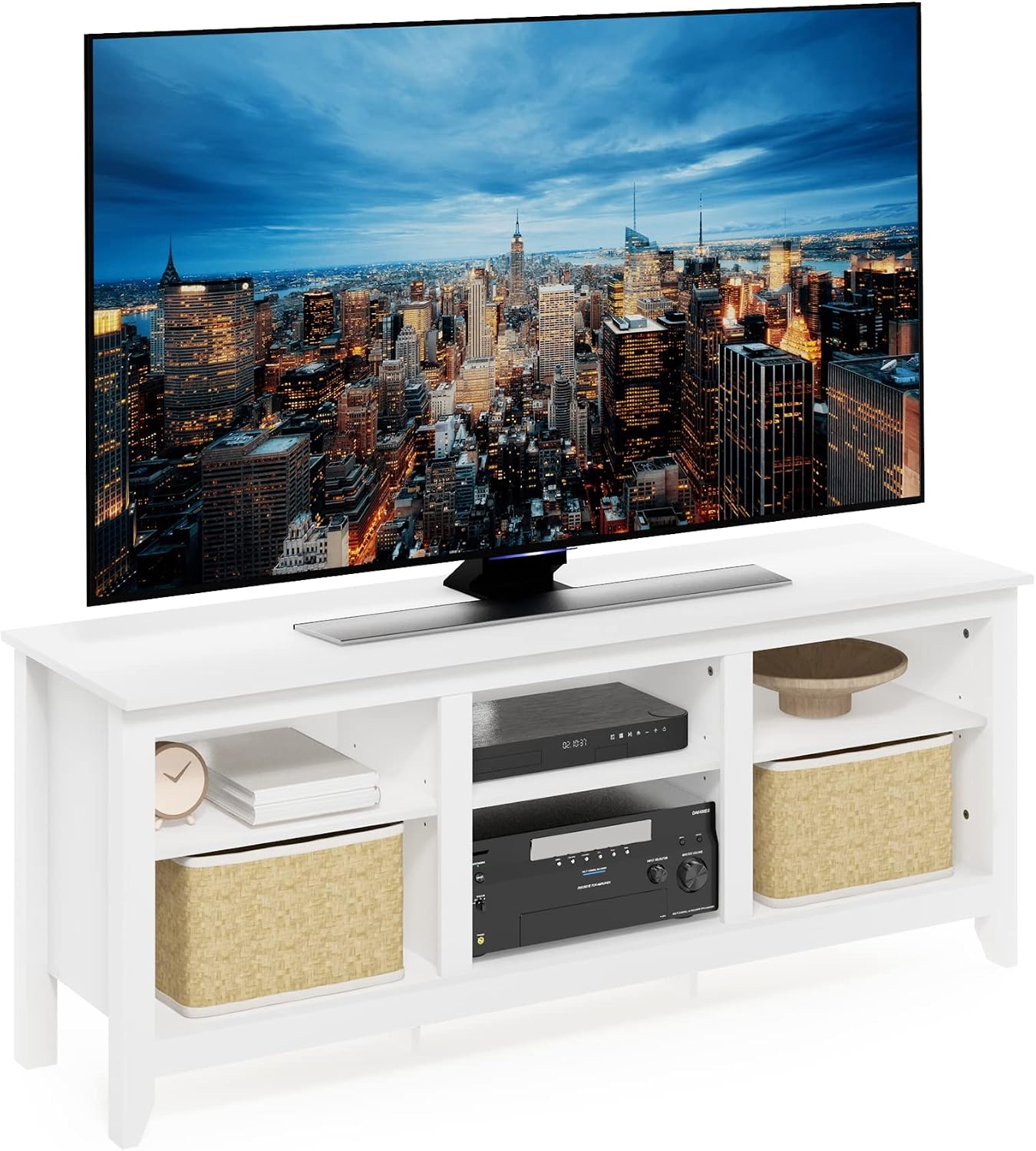 Furinno Fowler Multipurpose TV Stand Bookshelves, French Oak Grey