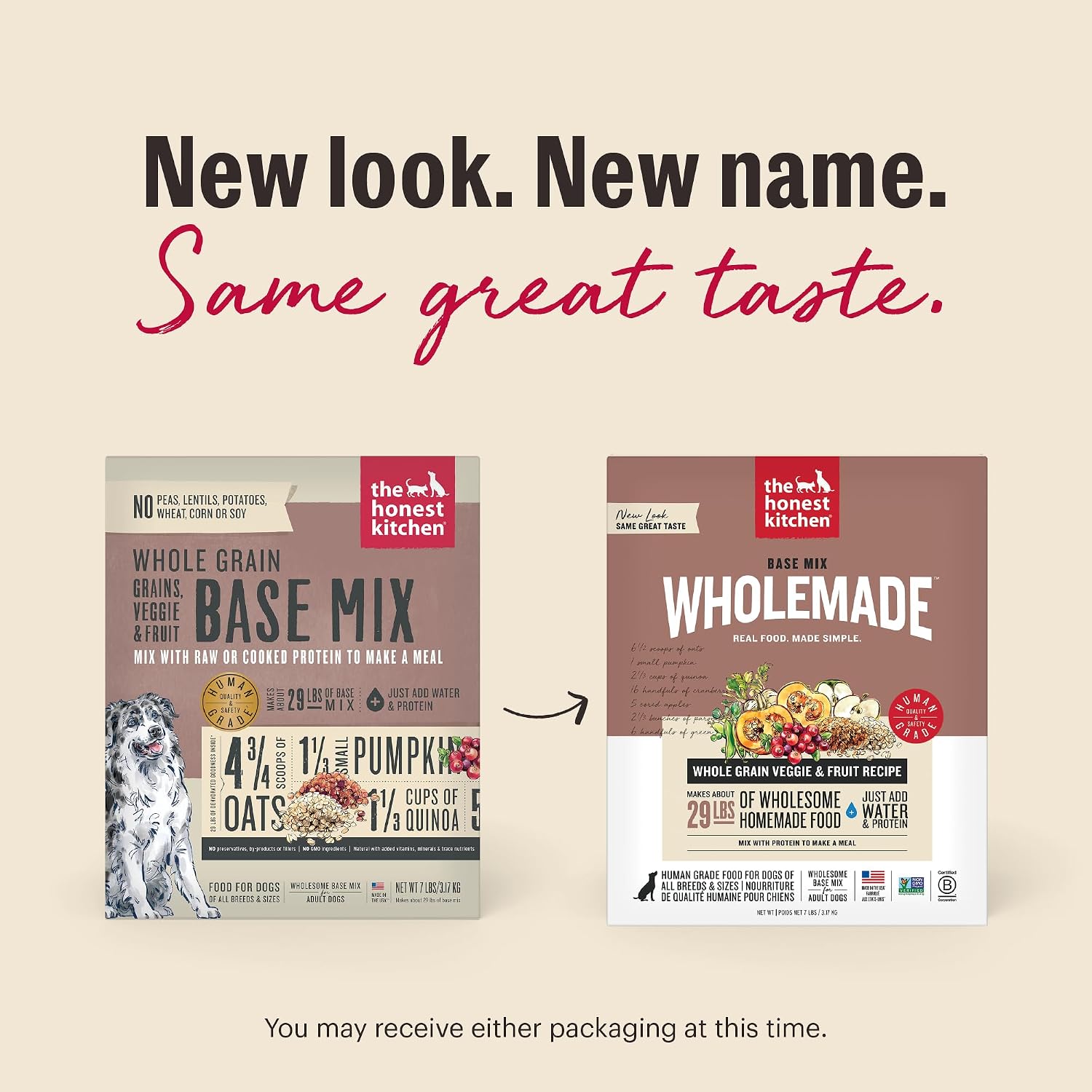 The Honest Kitchen Wholemade Whole Grain Dog Food Base Mix, Veggie & Fruit, Human Grade, Easy Homemade Dog Food Starter, Just Add Water