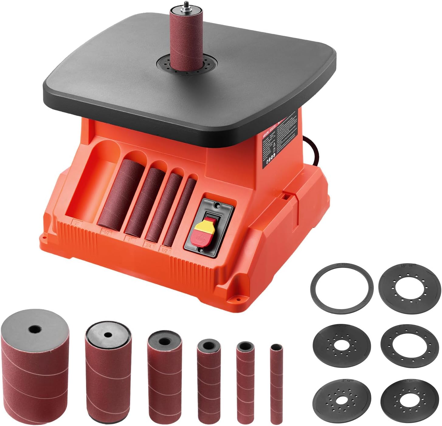VEVOR Oscillating Spindle Sander, 2400RPM Benchtop Spindle Sander with 6 Sleeves (1/2"-3")