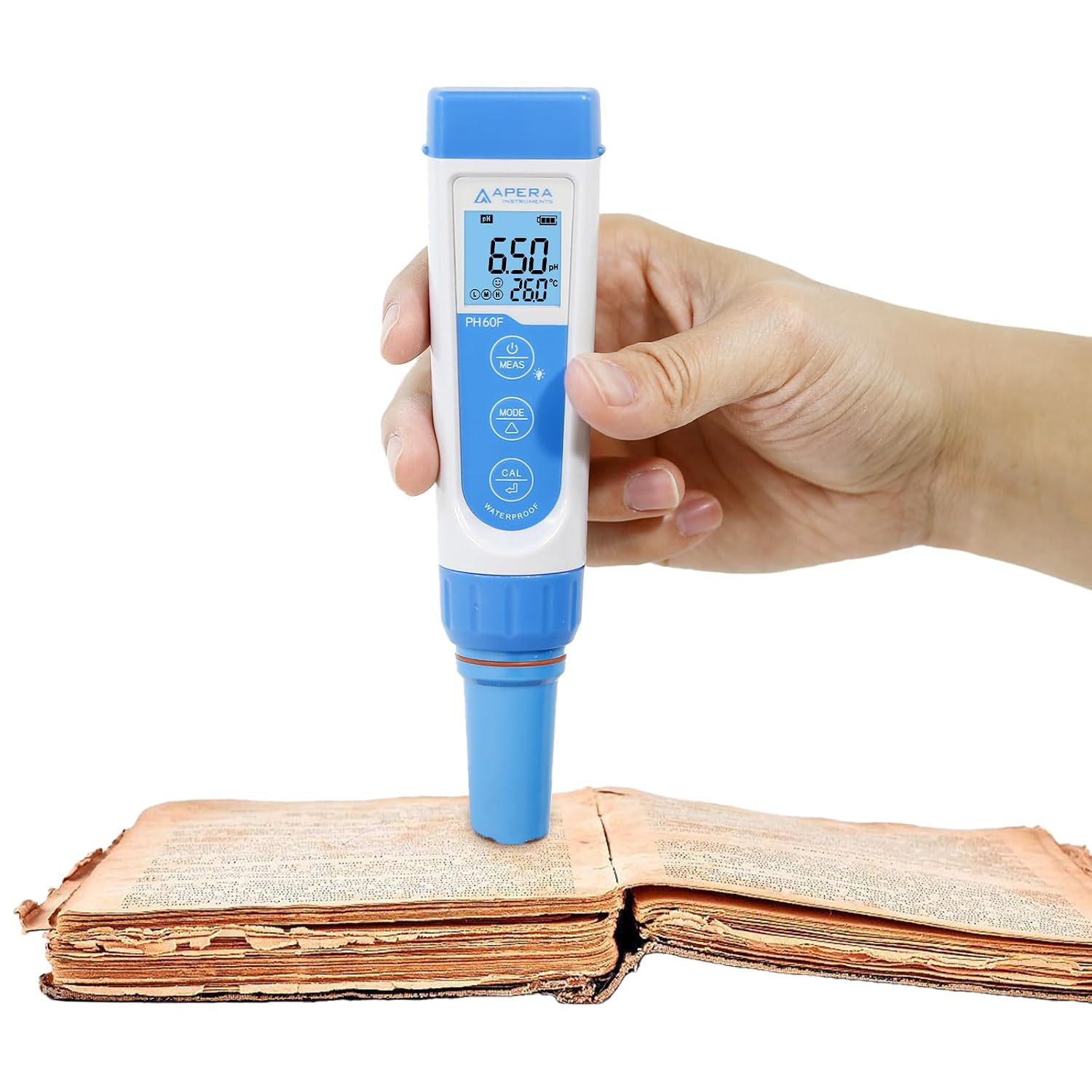 Apera Instruments AI311 Premium Series PH60 Waterproof pH Pocket Tester Kit, Replaceable Probe, ±0.01 pH Accuracy, Lcd display