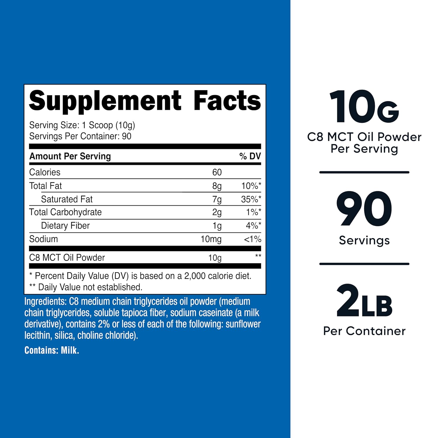 Nutricost C8 MCT Oil Powder 1LB (16.2oz) - 95% C8 MCT Oil Powder