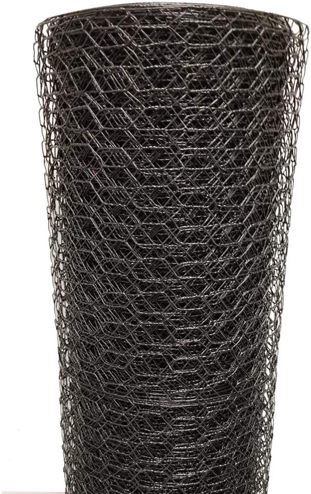 Fencer Wire 20 Gauge Black Vinyl Coated Poultry Hex Netting with 1 inch Mesh (6 ft. x 150 ft.)