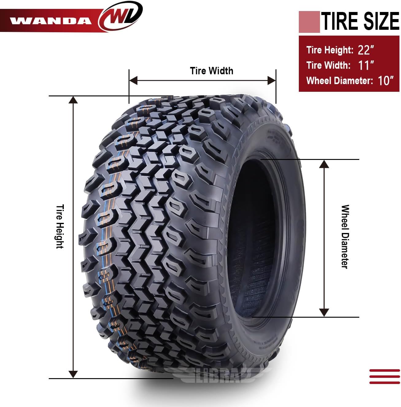 LIBRA Set of 4 UTV ATV Tires 22x11-10 22x11x10 4PR High Load -10142