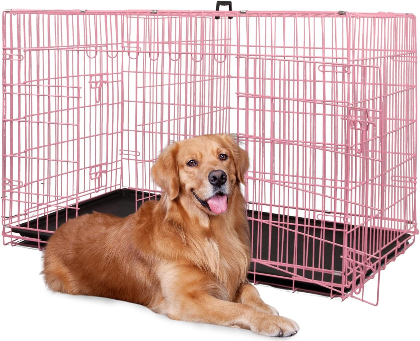 BestPet | Dog Crate | 48" | Black | Foldable Metal Kennel with Double Doors