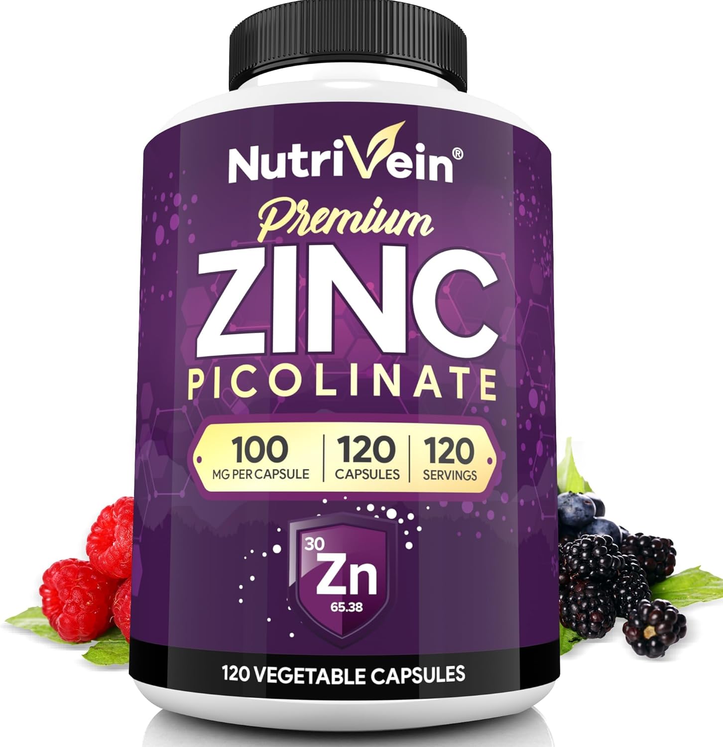 Nutrivein Zinc Picolinate 100 mg Supplement - 120 Capsules, High Absorption