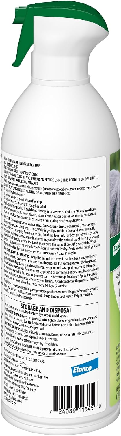 Advantage Cat Flea Treatment Spray | Kills Fleas & Ticks | Cat Flea Spray | 8 oz.