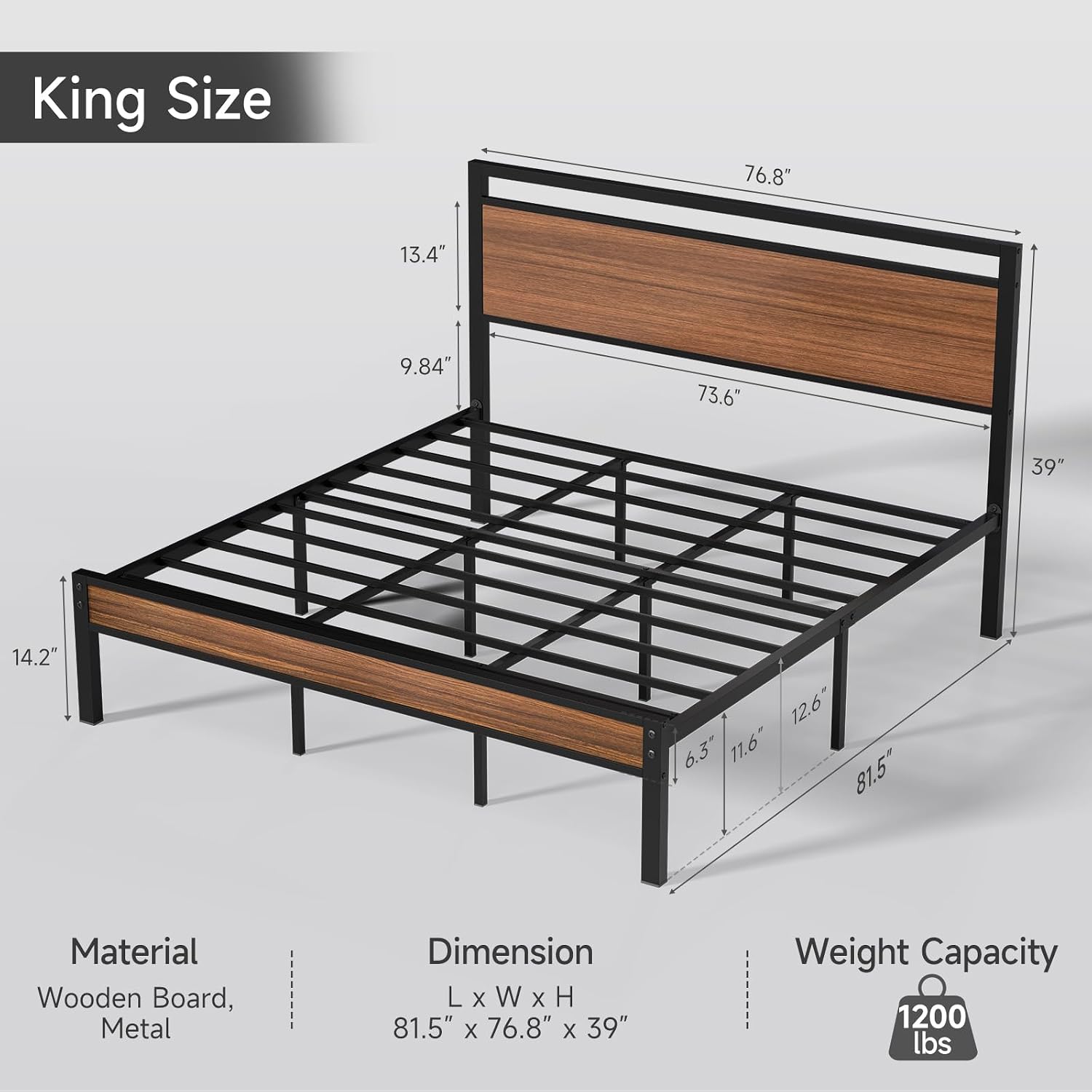 Z-hom Easy Assembly Queen Bed Frame & Headboard Footboard,Underbed Storage | Sturdy Metal Structure,Silent Anti-Slip Support,Under Bed Storage Space,No Box Spring Needed,Modern Bedroom Furniture