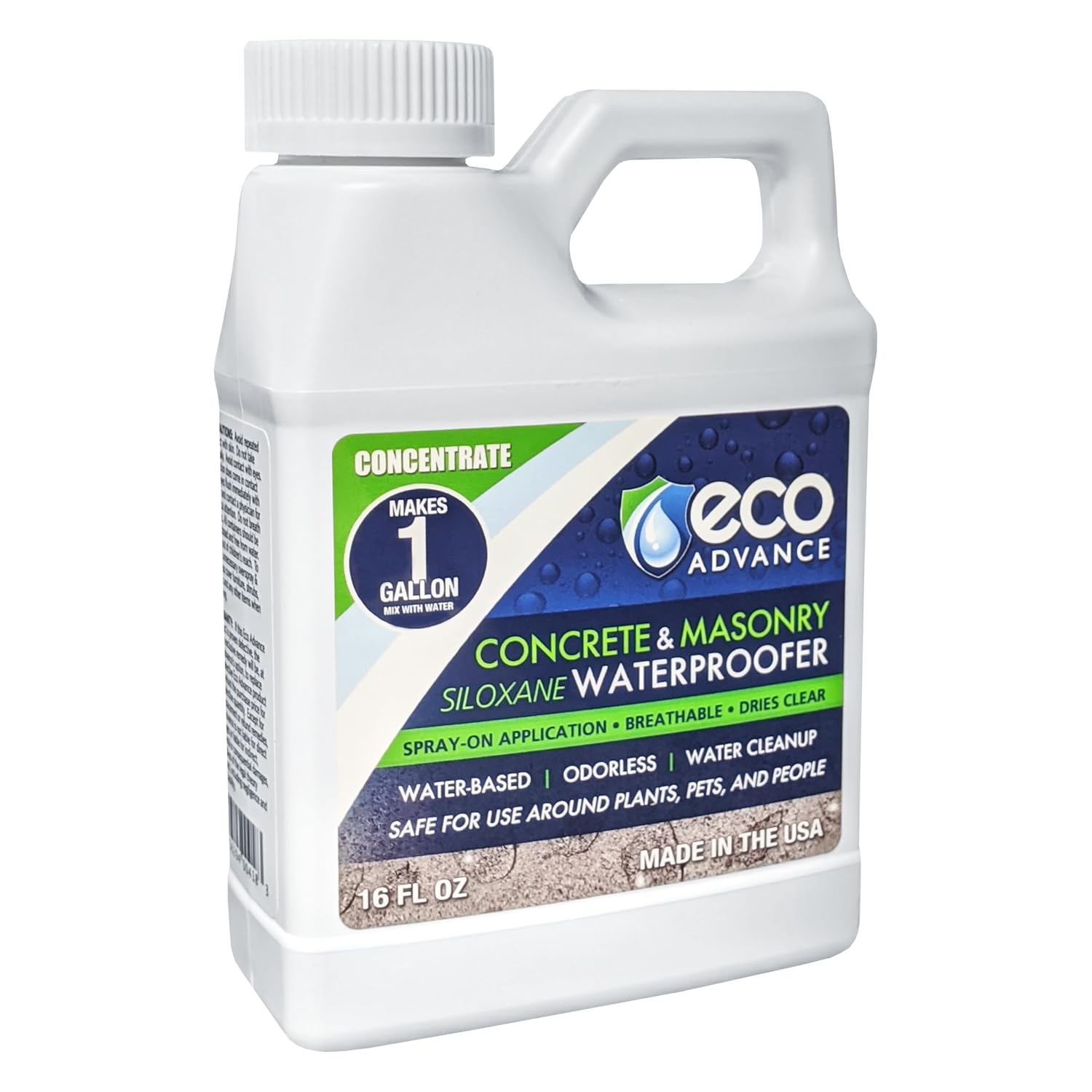 Concrete/Masonry Siloxane Odorless Spray-On Application Waterproofer, Safe for Use Around Plants, Pets, and People, 1 Gallon