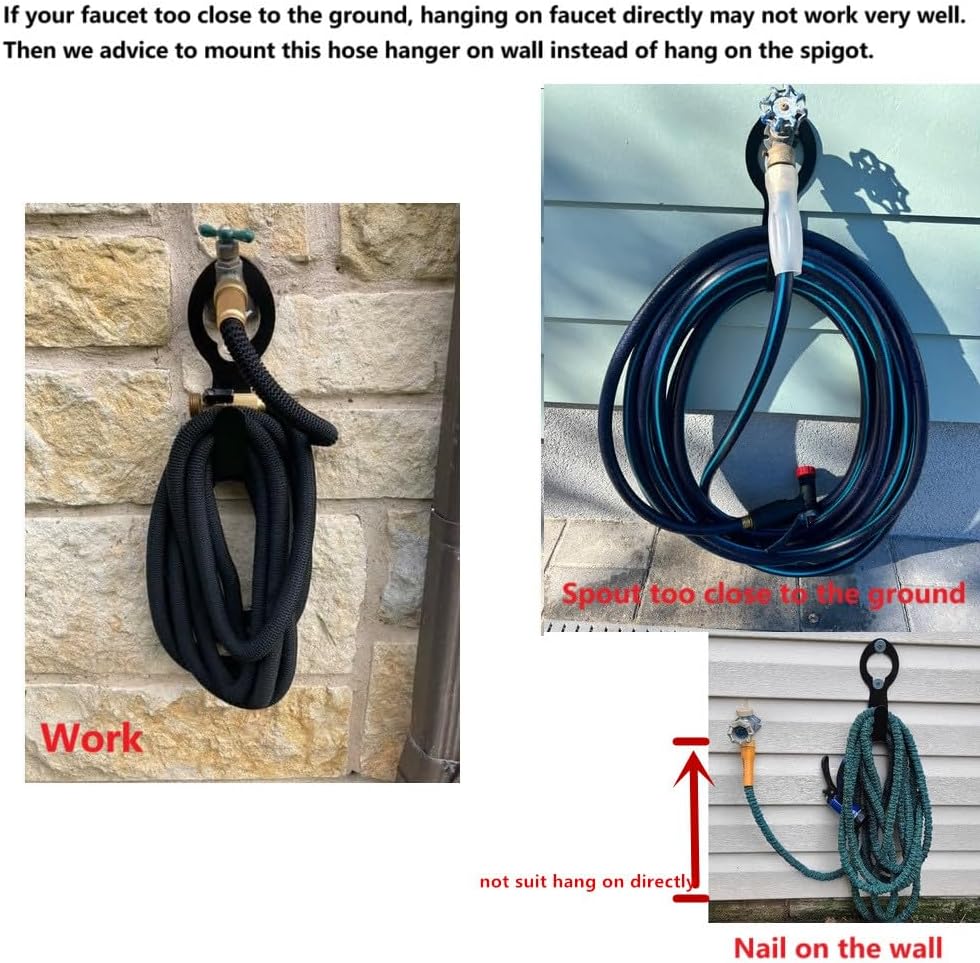 Garden Hose Hanger - Heavy Duty Metal Holder for 50ft/25ft Expandable Hose, Supports 110lbs - Portable Garage Storage