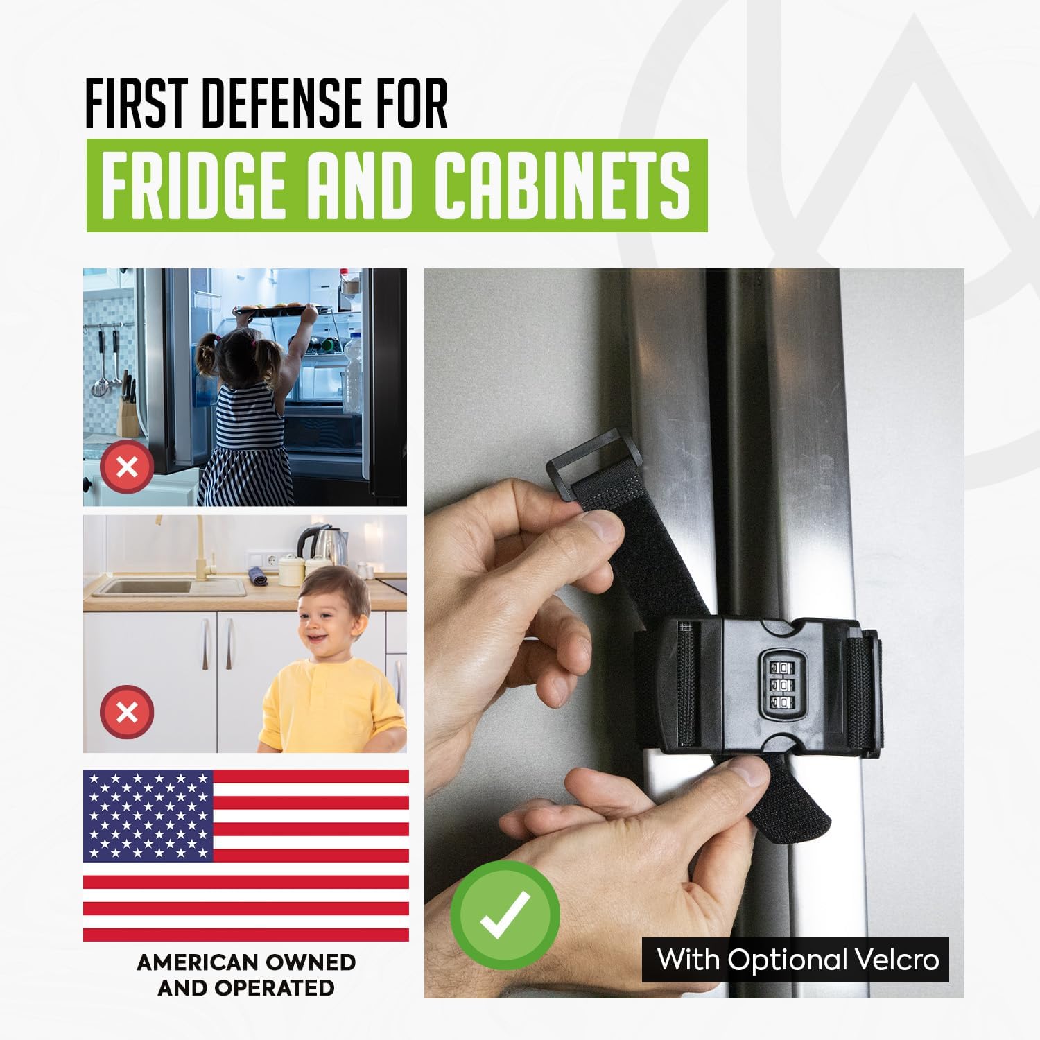 Urban August Child-Proof Refrigerator Lock with Combination - Original French Door Fridge Strap Lock for Kids, & Toddlers - Secure, Adjustable