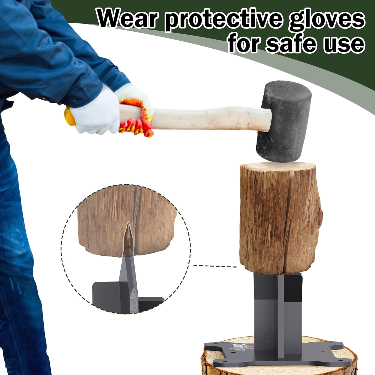 GanFindX Firewood Kindling Splitter Heavy Duty Wood Splitting Tool | Portable Ergonomic Design for Easy Firewood Preparation, Camping, Fireplace and Outdoor Use