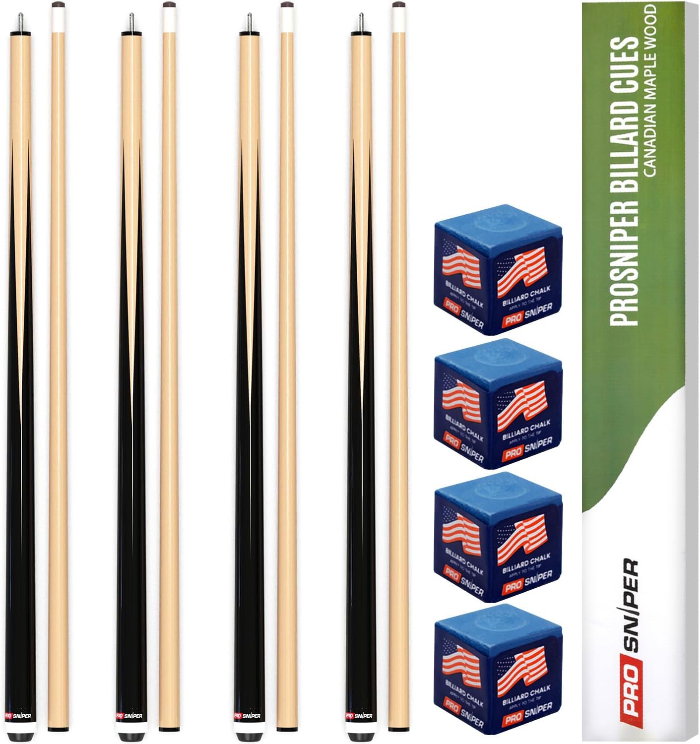 Prosniper Premium Pool Sticks Set of 4 | 58-Inch