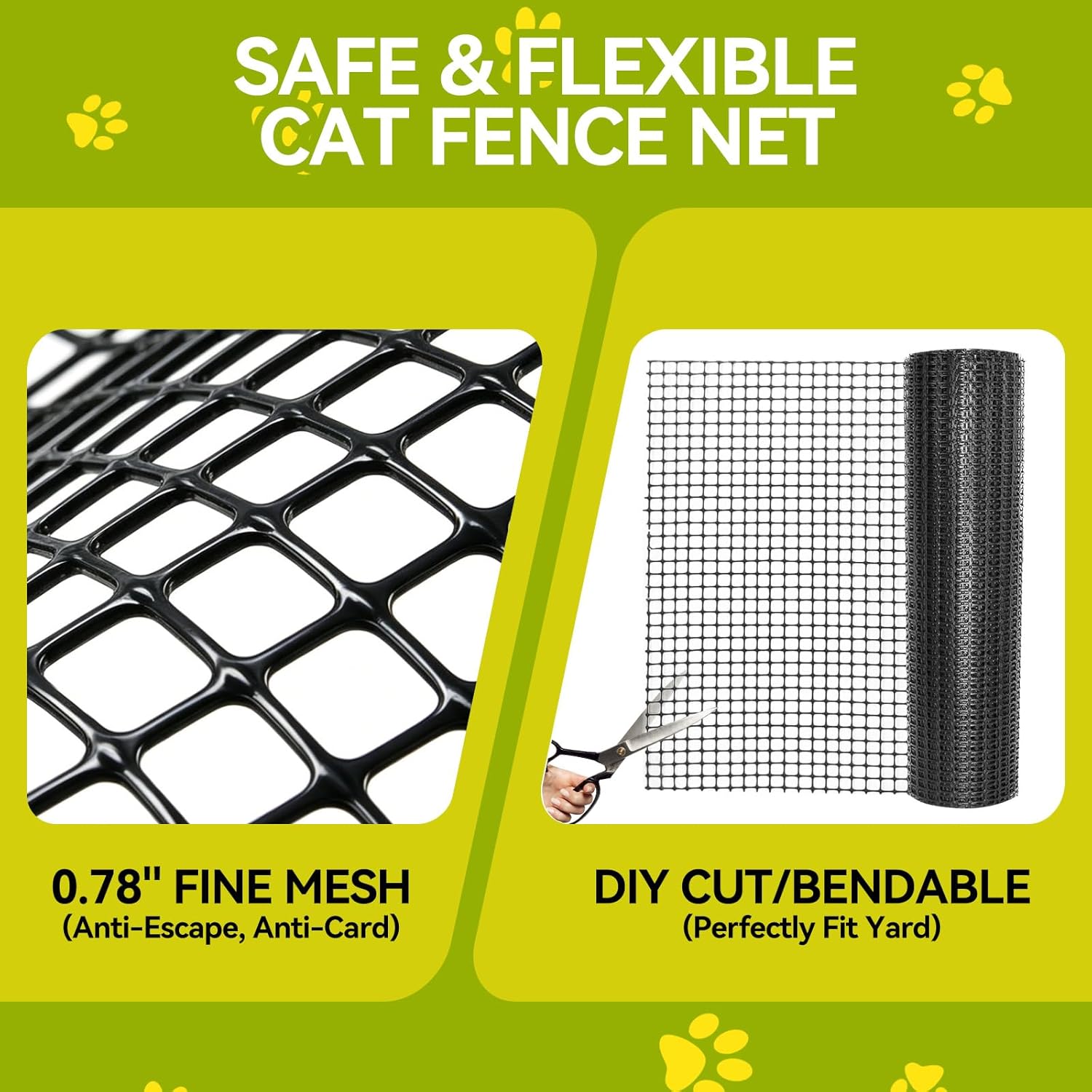 Cat Fence Outdoor Barrier 33FT, Cat-Proof Fence Topper System | Anti-Climb Fence Extender for Existing Fence, Cat Proof Netting for Wood, Metal