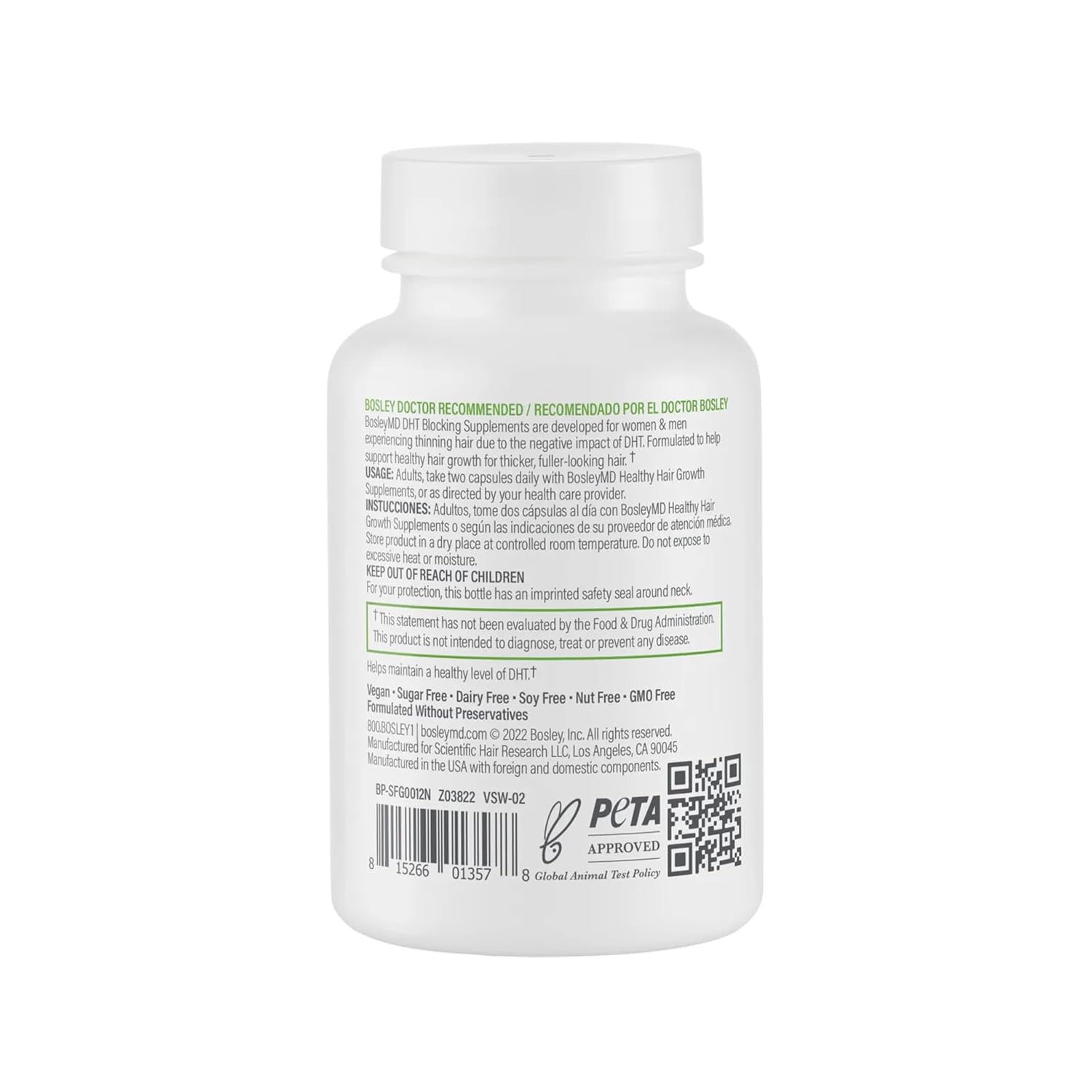 BosleyMD Women’s Healthy Hair Growth Supplements for Thicker, Fuller Hair– DHT-Blocking Botanicals with Biotin, Niacin, Zinc & L-Lysine – Rich in Vitamins & Minerals – 60 Capsules (2-Month Supply)