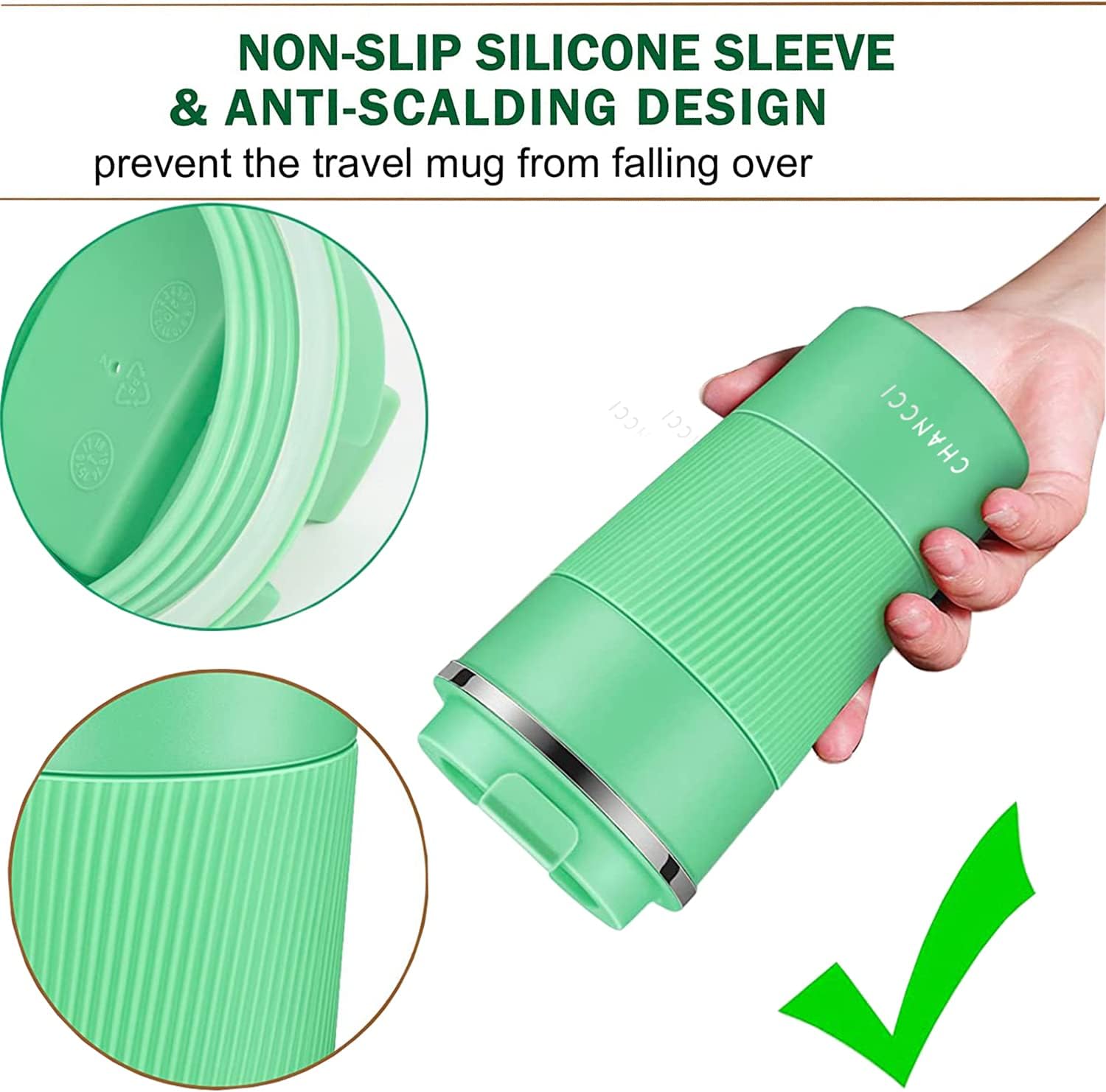 16oz Travel Coffee Mug Spill Proof, Insulated Coffee Mug with Lid, Leakproof Coffee Tumbler, Stainless Steel Vacuum Coffee Cup for Hot/Cold Drinks