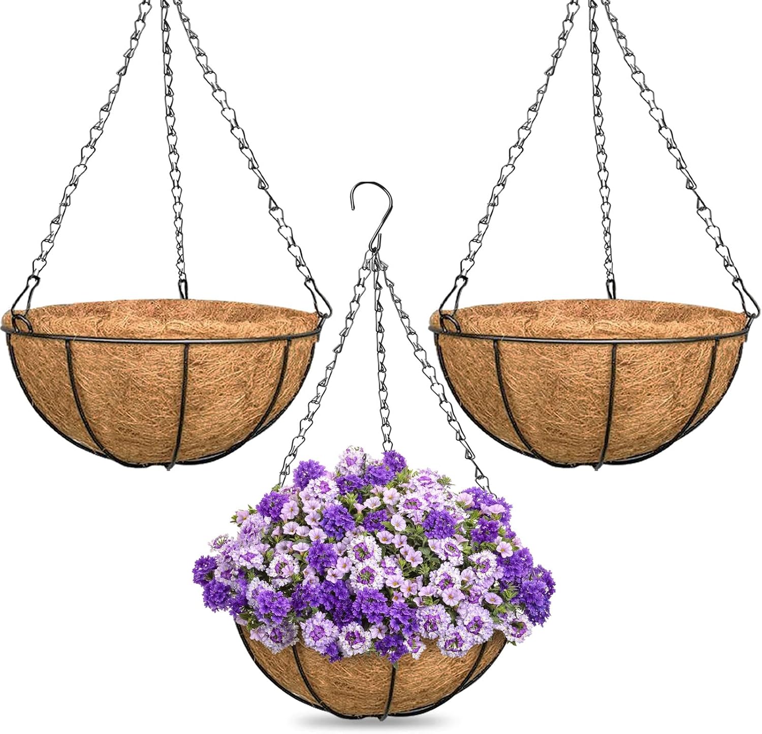 ZeeDix 3 Pack 10 Inch Metal Hanging Baskets