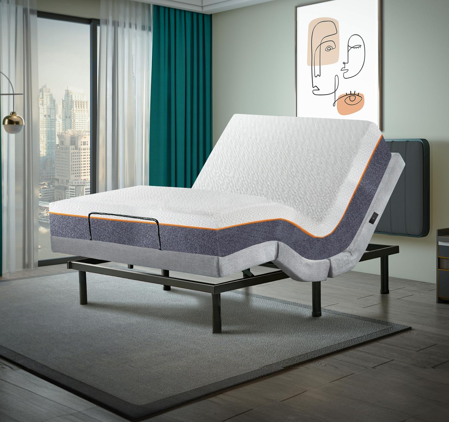 Irvine Home Collection Twin XL Adjustable Bed Base | Dual Massage | USB Ports | Zero Gravity | Anti-Snore | Memory Positions | Under Bed Lighting