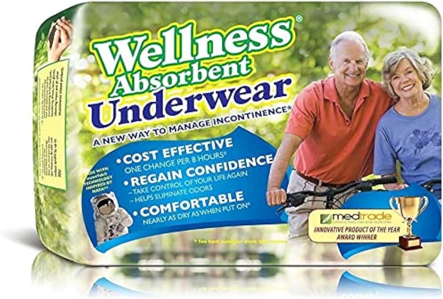Unique Wellness-Absorbent Underwear (Pull-Ups) Size Medium (19"–30" Waist) 16 Count, Made in USA