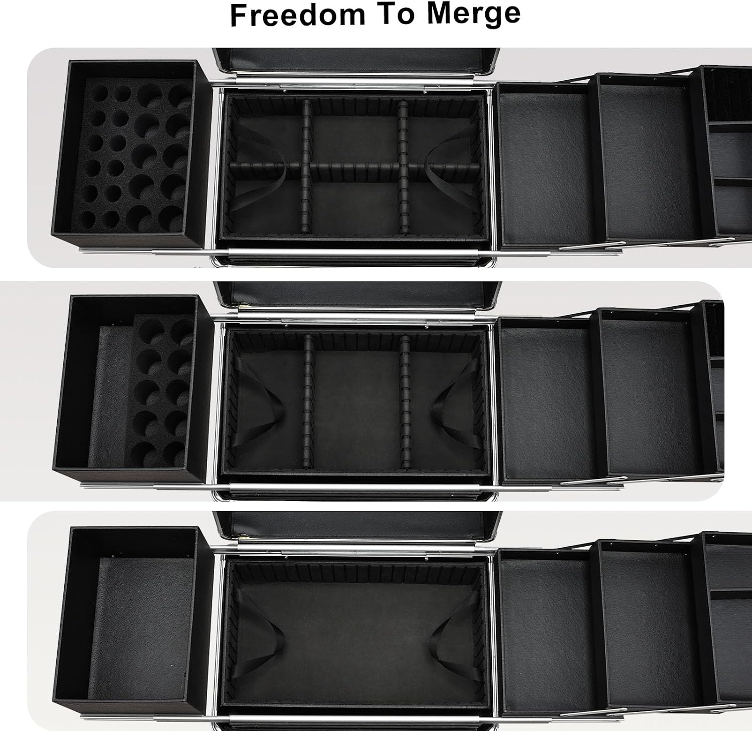 Stagiant Rolling Makeup Train Case Large Storage Cosmetic Trolley 4 Tray with Sliding Rail Removable Middle Layer with Key Swivel Wheels Salon