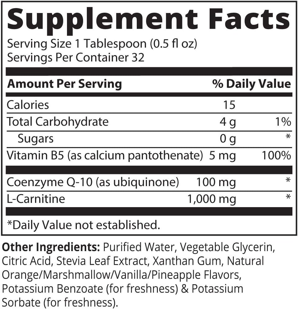 MRM Nutrition CoQ-10 L-Carnitine Liquid - for Women & Men - 32 Servings | Orange-Vanilla Flavored Energy and Antioxidant Formula