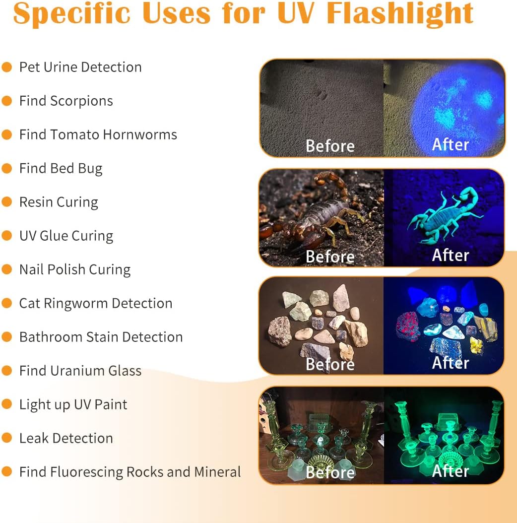 Waklyte Black Light UV Light, 21 LED 395nm UV Flashlight, Powerful Mini Blacklight Flashlight