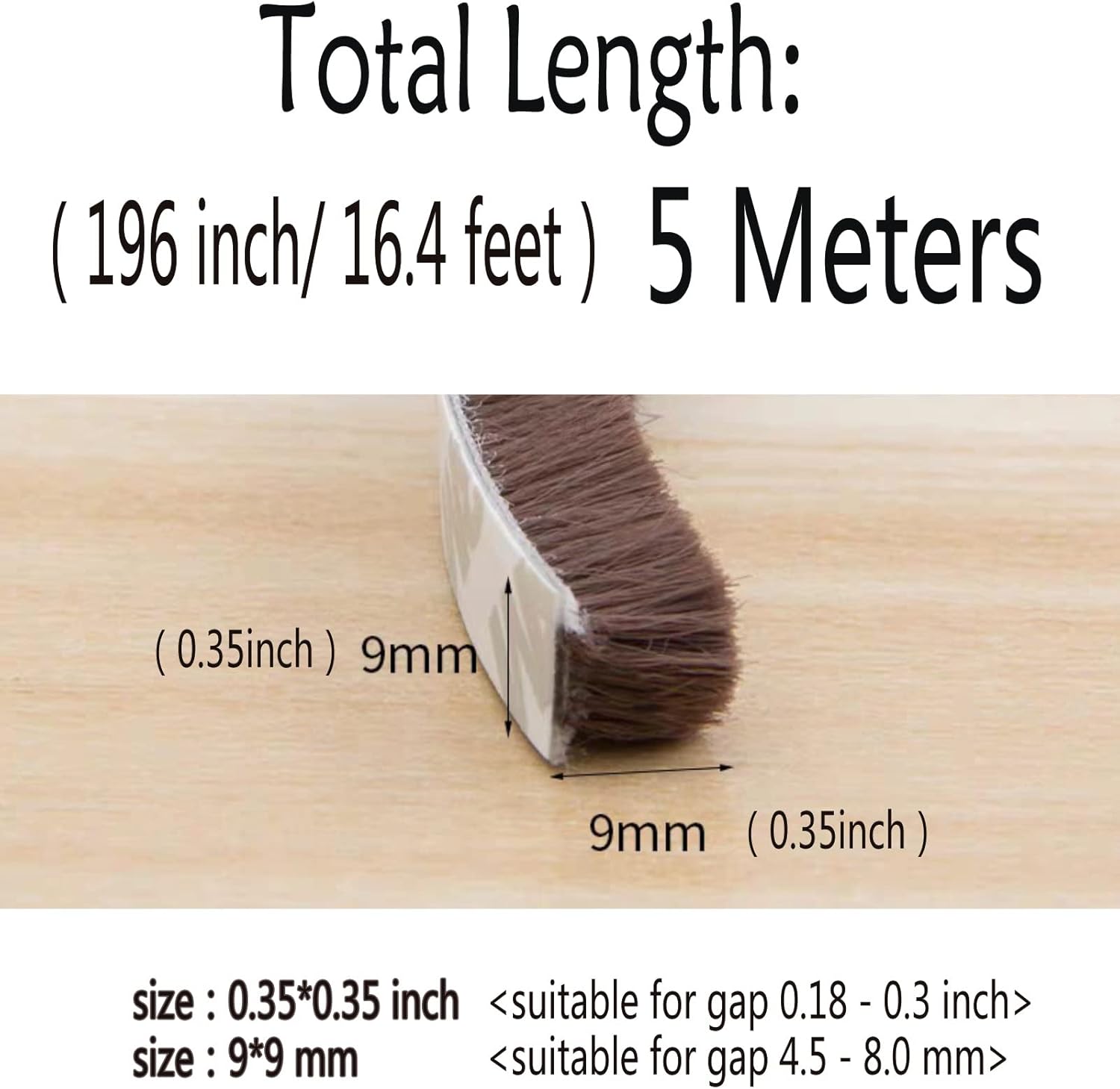 Self-Adhesive Pile Weather Stripping Seal for Sliding Windows and Door Frames, 16.5ft x 11/32 inch, Grey