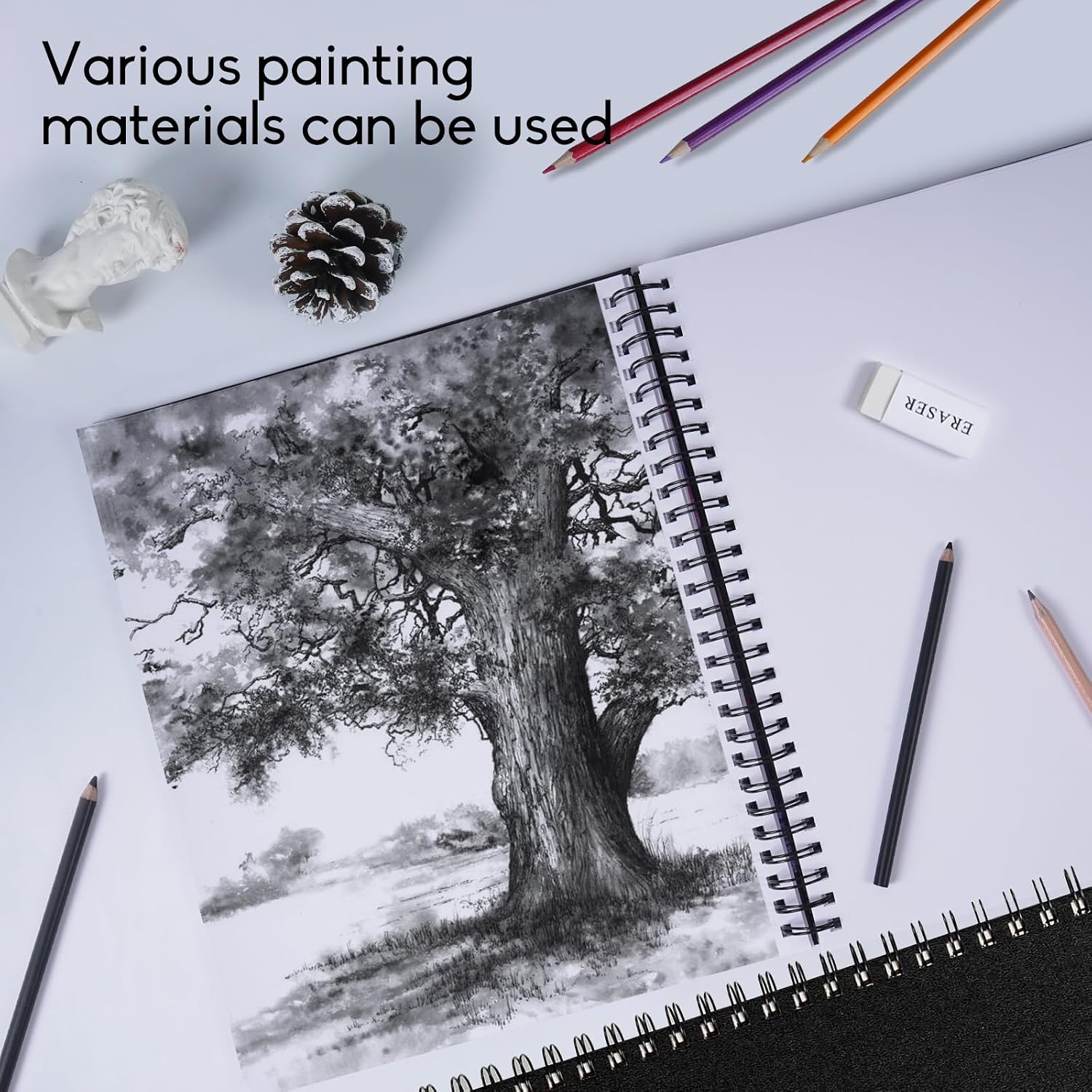 conda 8.5"x11" Sketch Book, 80 Sheets (68 lb/100gsm), Spiral Bound Artist Sketch Pad, Durable Acid Free Drawing Paper for Drawing Painting