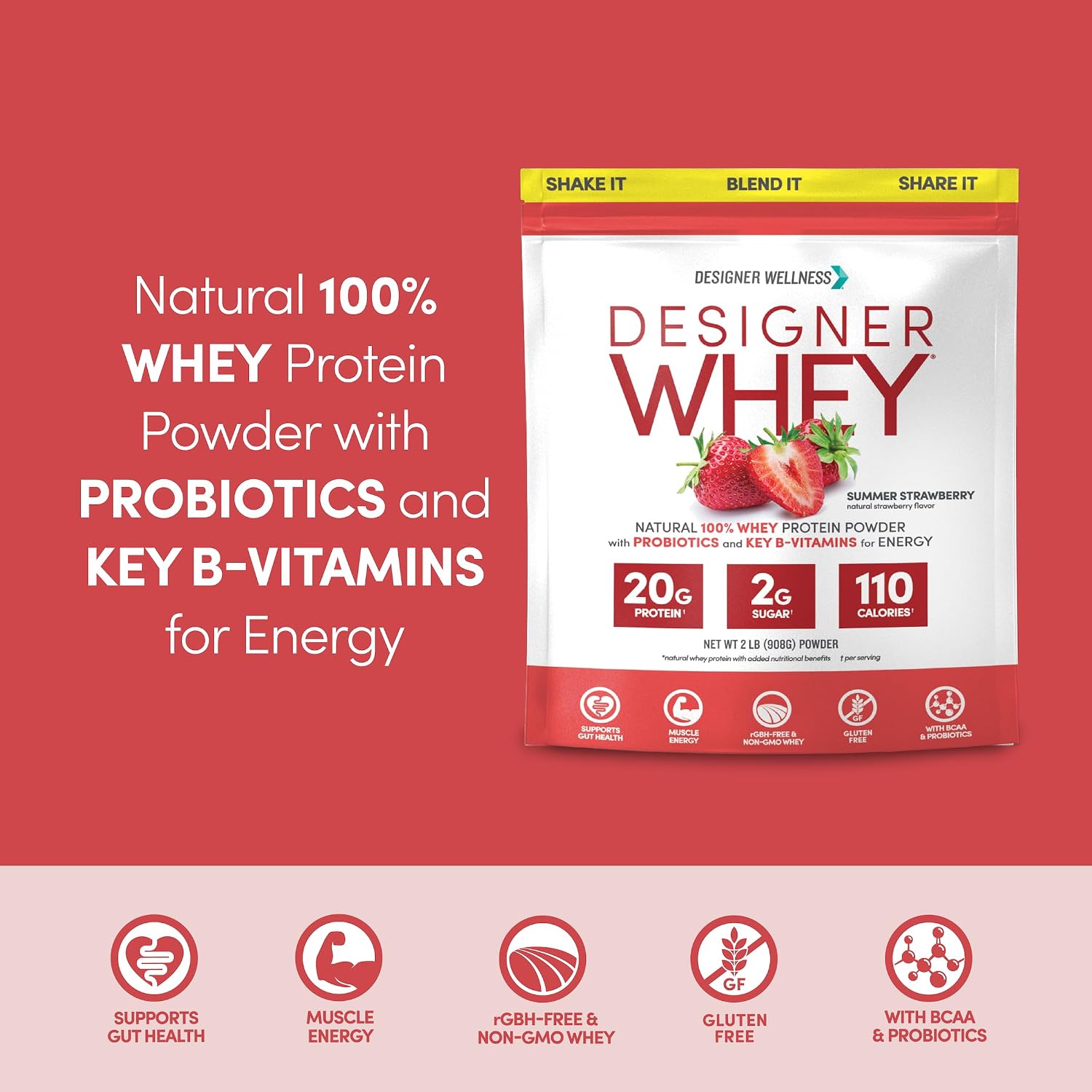 Designer Wellness, Vanilla, Designer Whey Protein Powder, 2 lb