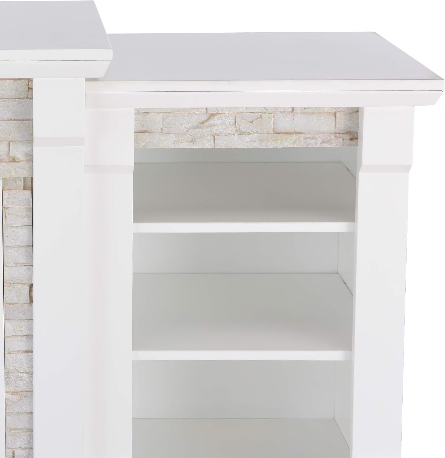SEI Furniture Gallatin Faux Stone Electric Fireplace with Bookcases, New White